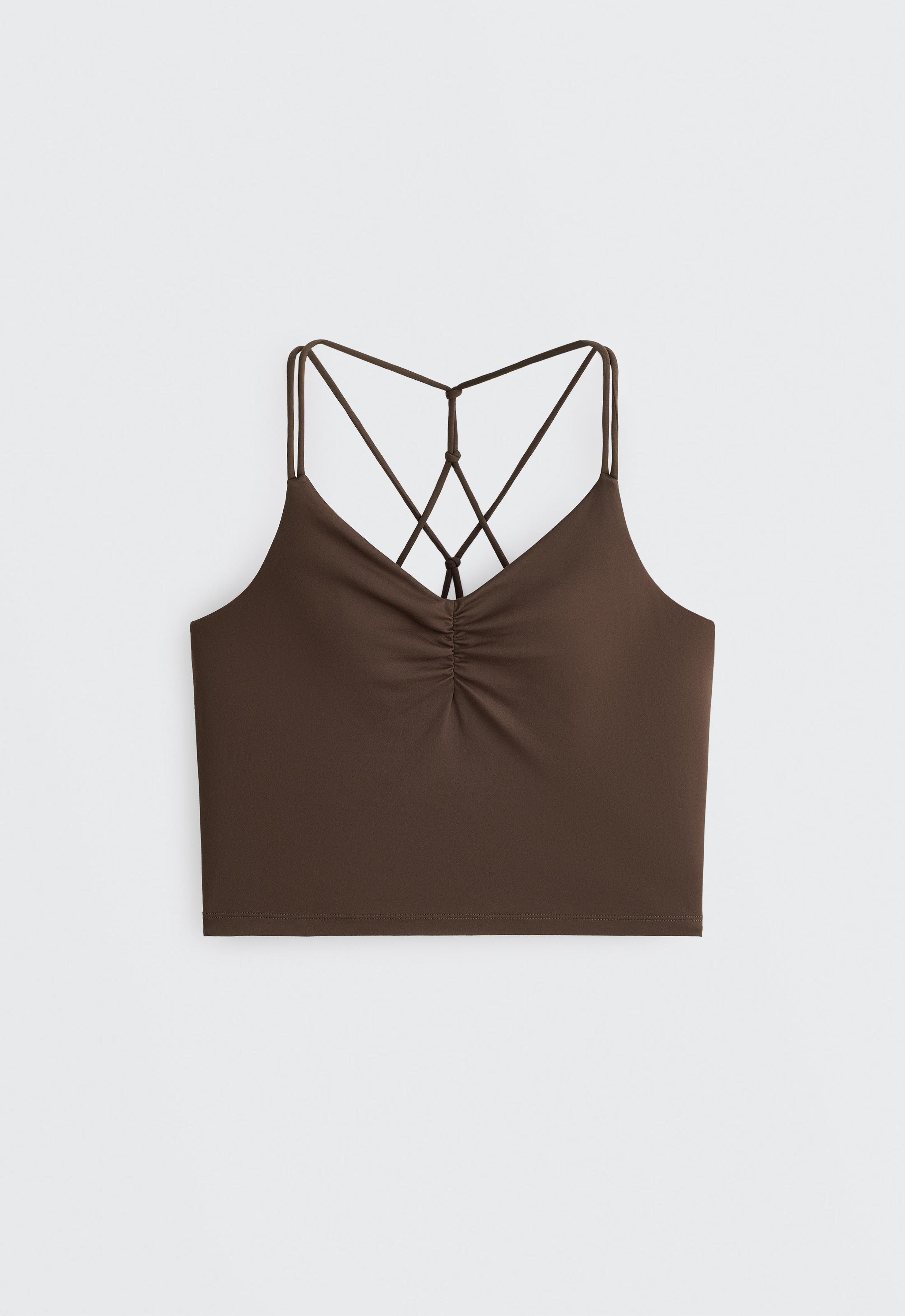 Comfortlux crossover strap tank top — DARK BROWN