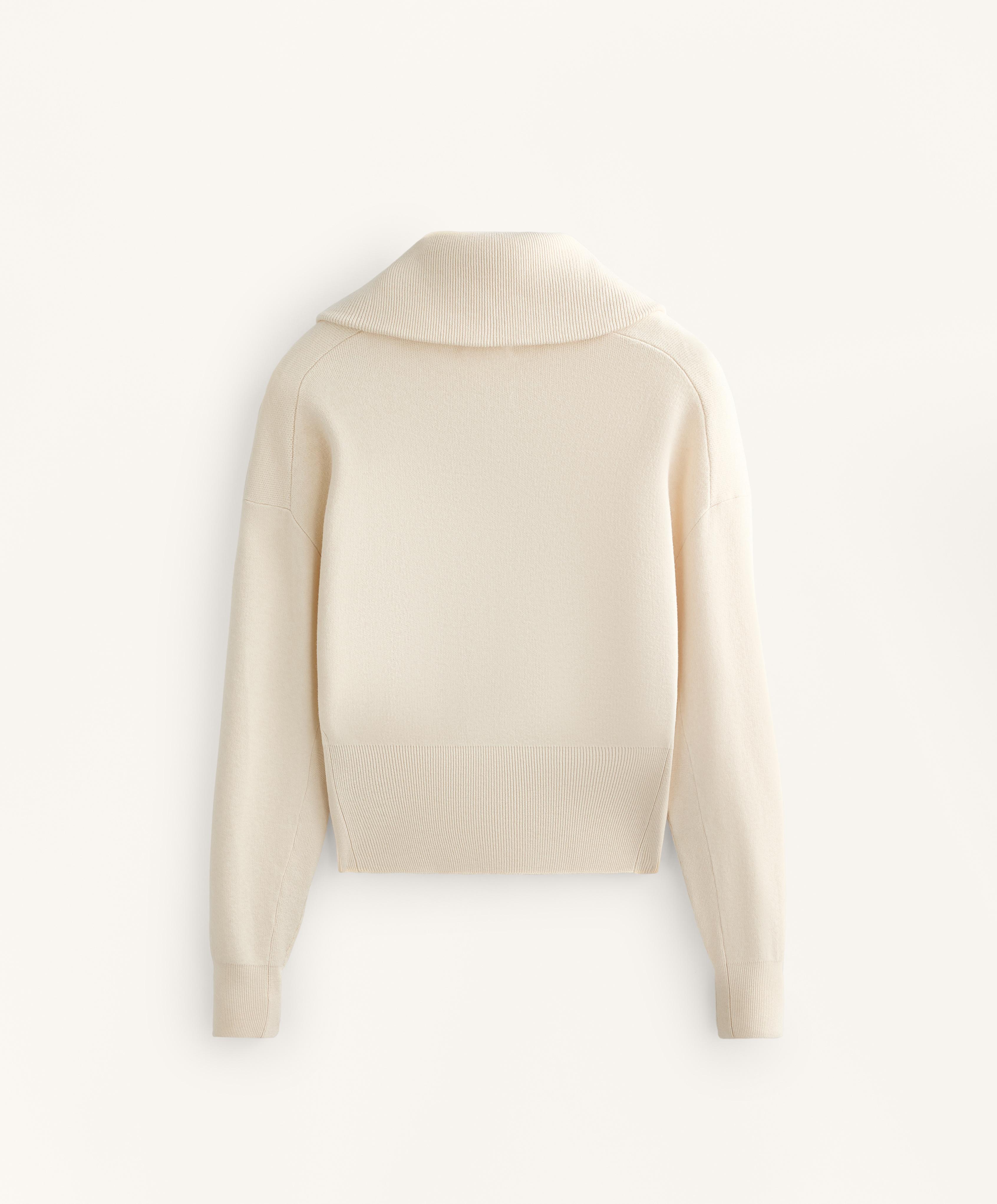 Contrast zip knit jacket — VANILLA