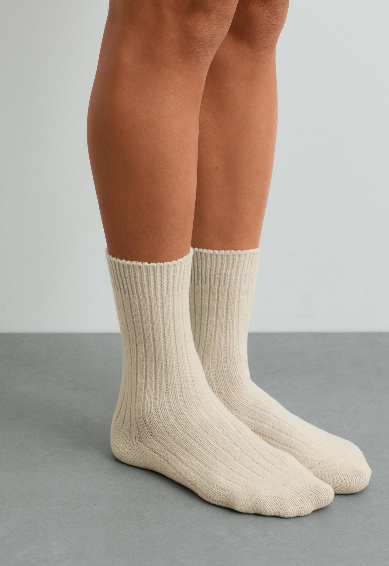 2 pairs of super-soft rib socks — ECRU
