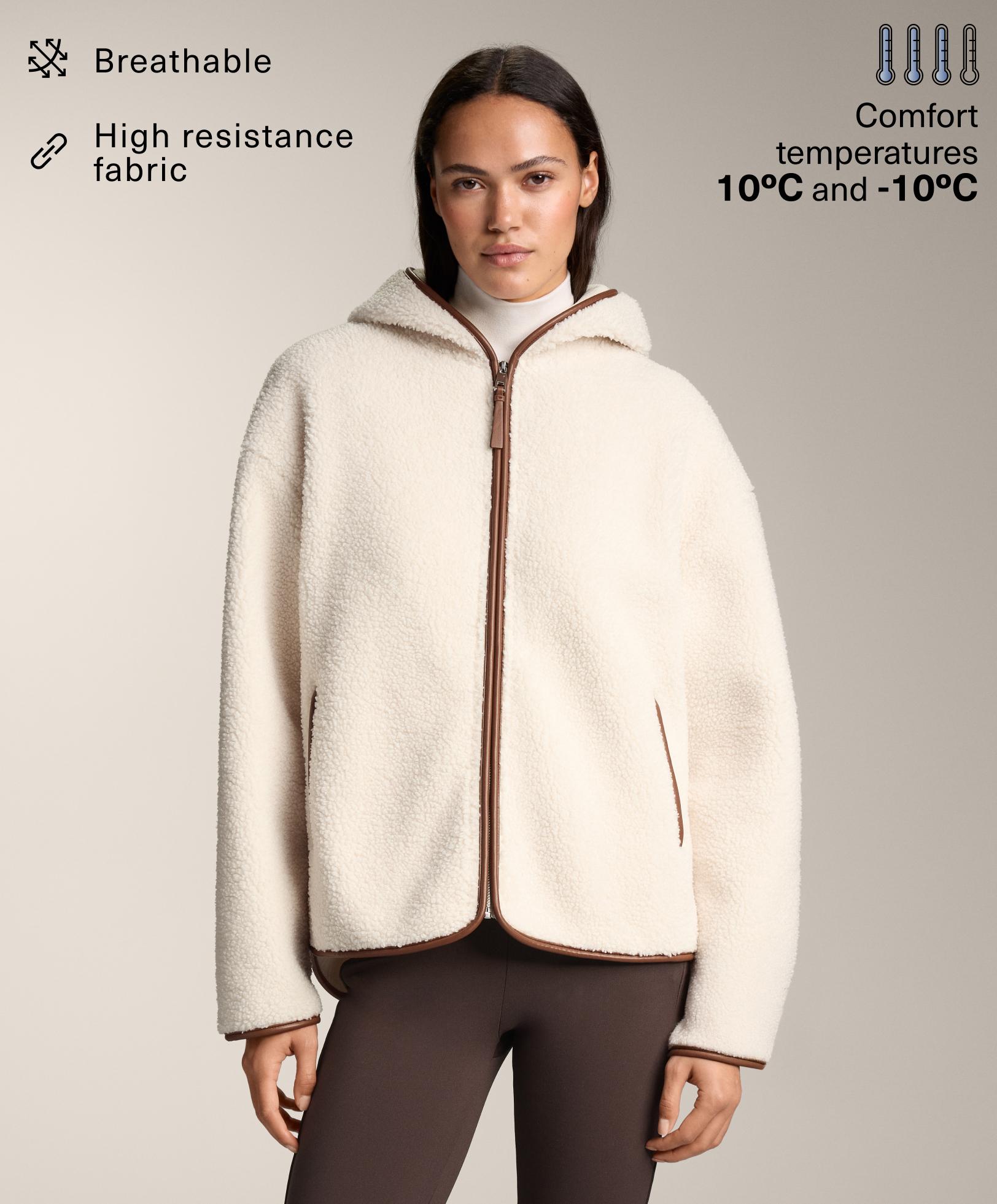 Faux-shearling jacket with hood