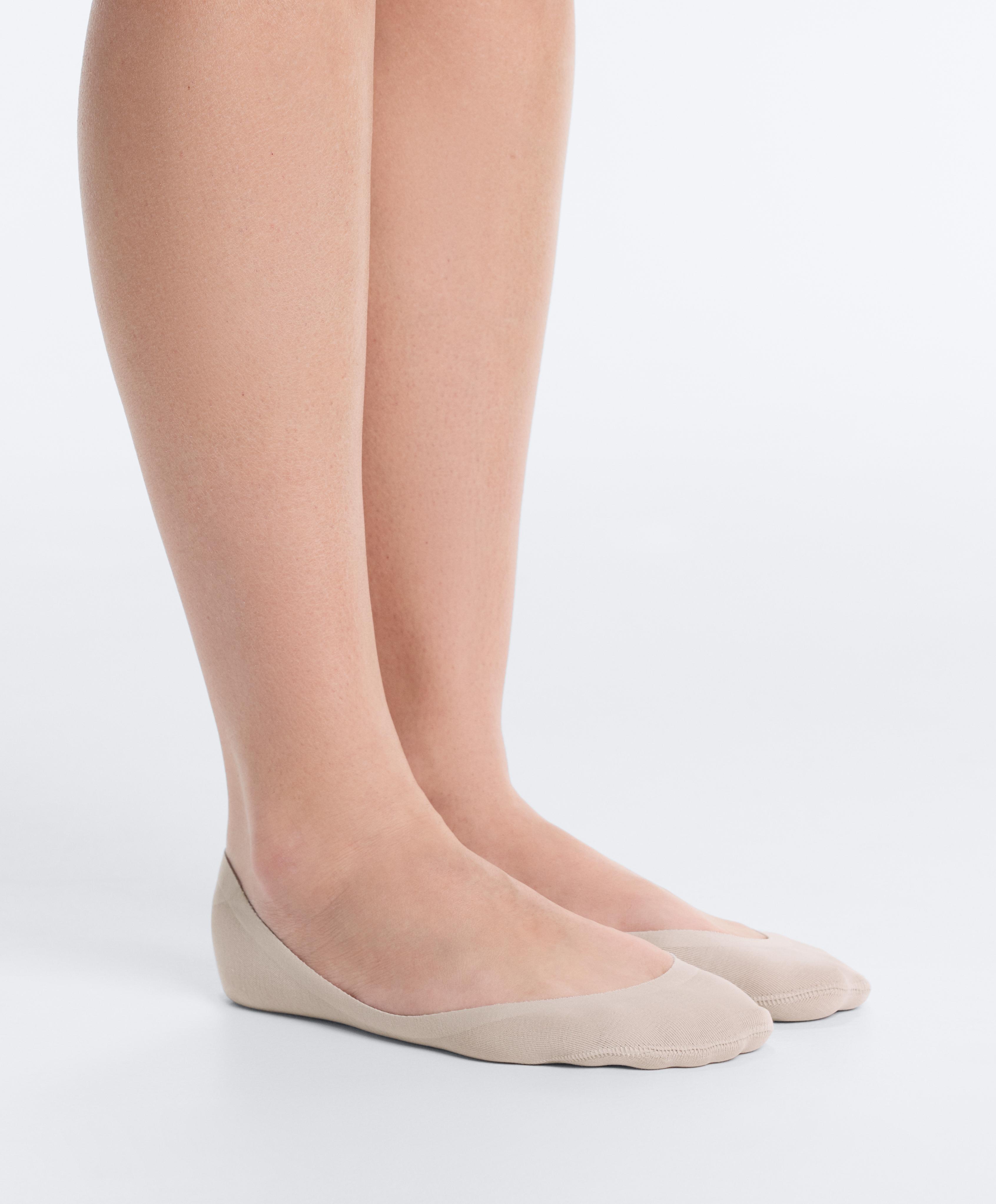 2 pairs of low-cut cotton blend invisible socks — BLACK