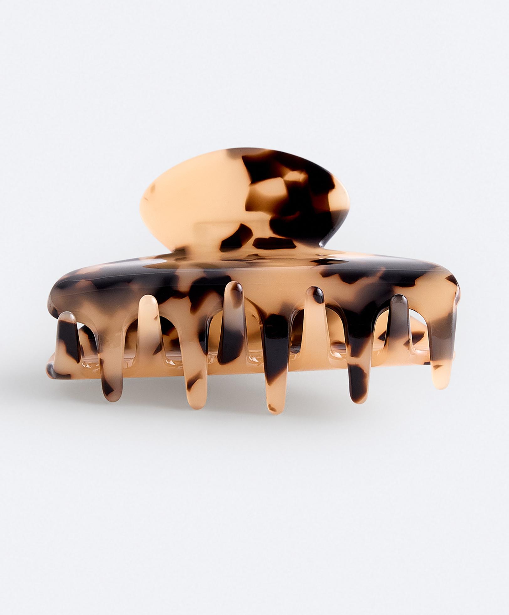 Medium tortoiseshell-effect hair clip — BLACK