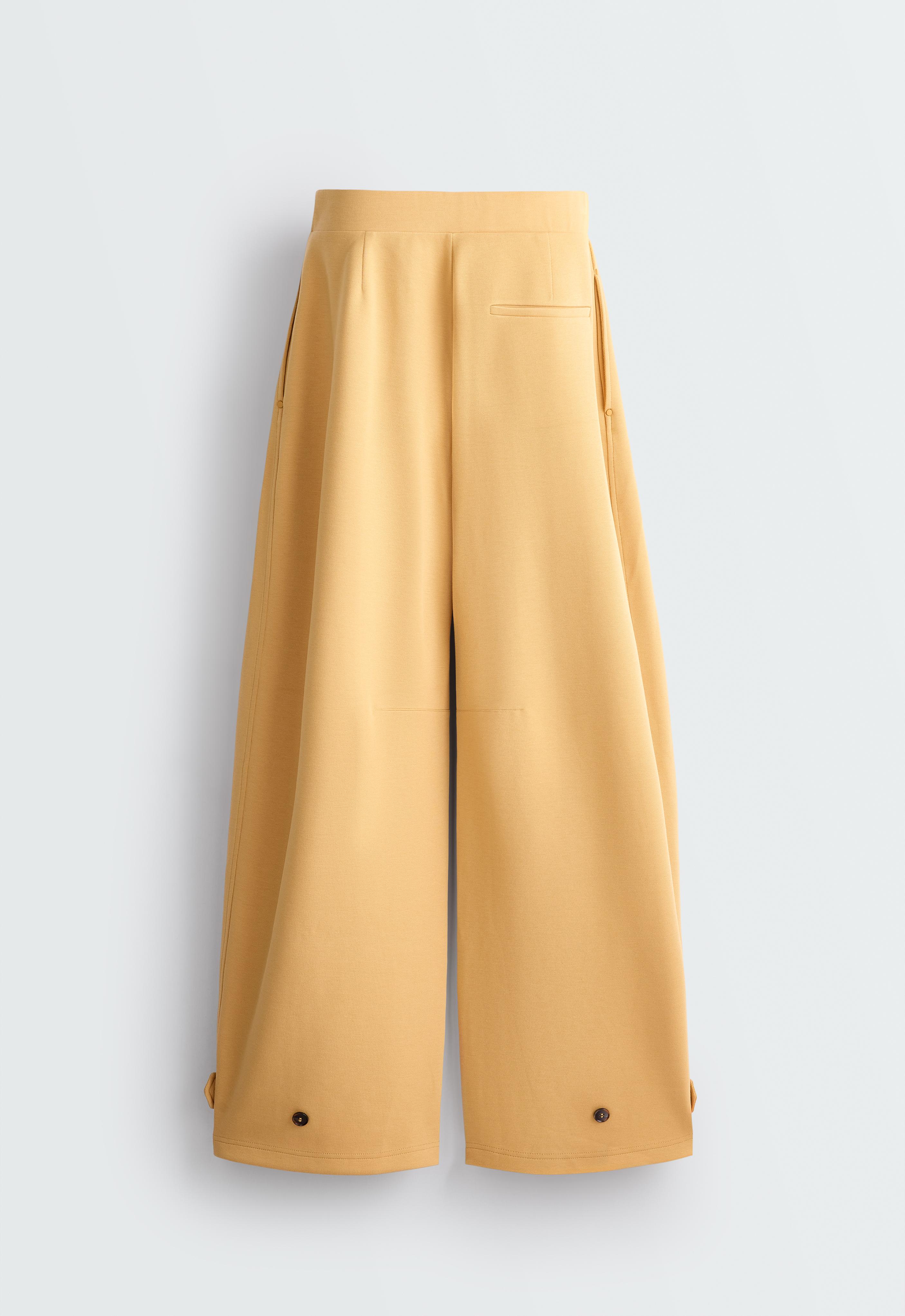 Adjustable barrel trousers in piqué cotton — OCHRE