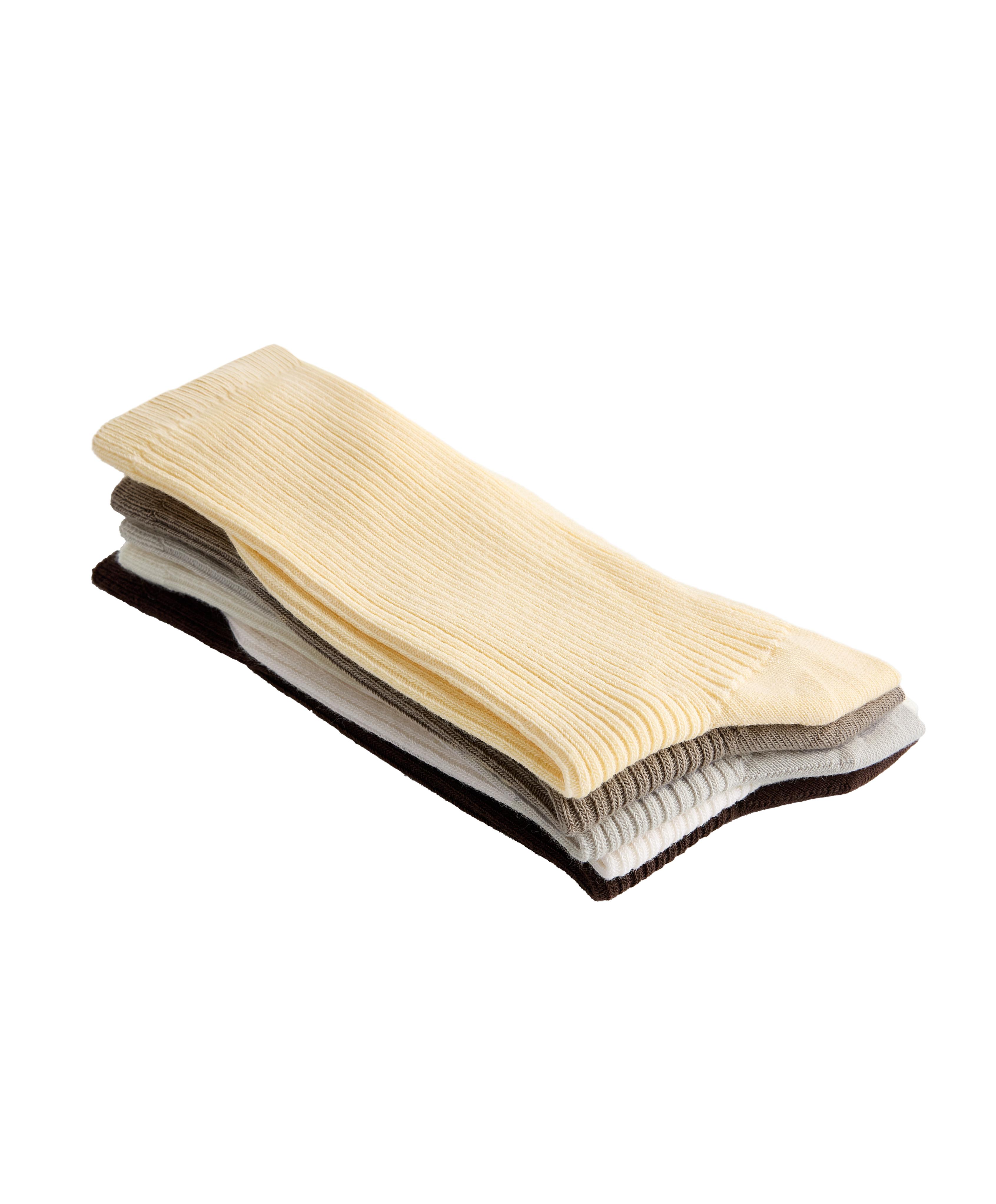 5 pairs of cotton blend classic socks — PALE YELLOW