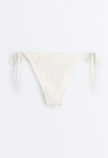 Medium-coverage braided crochet tie bikini briefs — PALE ECRU 7