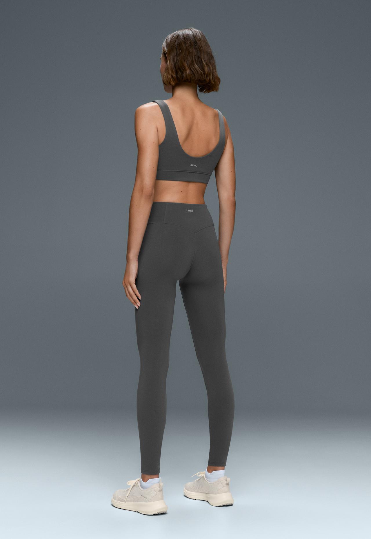 Cotton blend medium-support sports bra — ANTHRACITE GREY