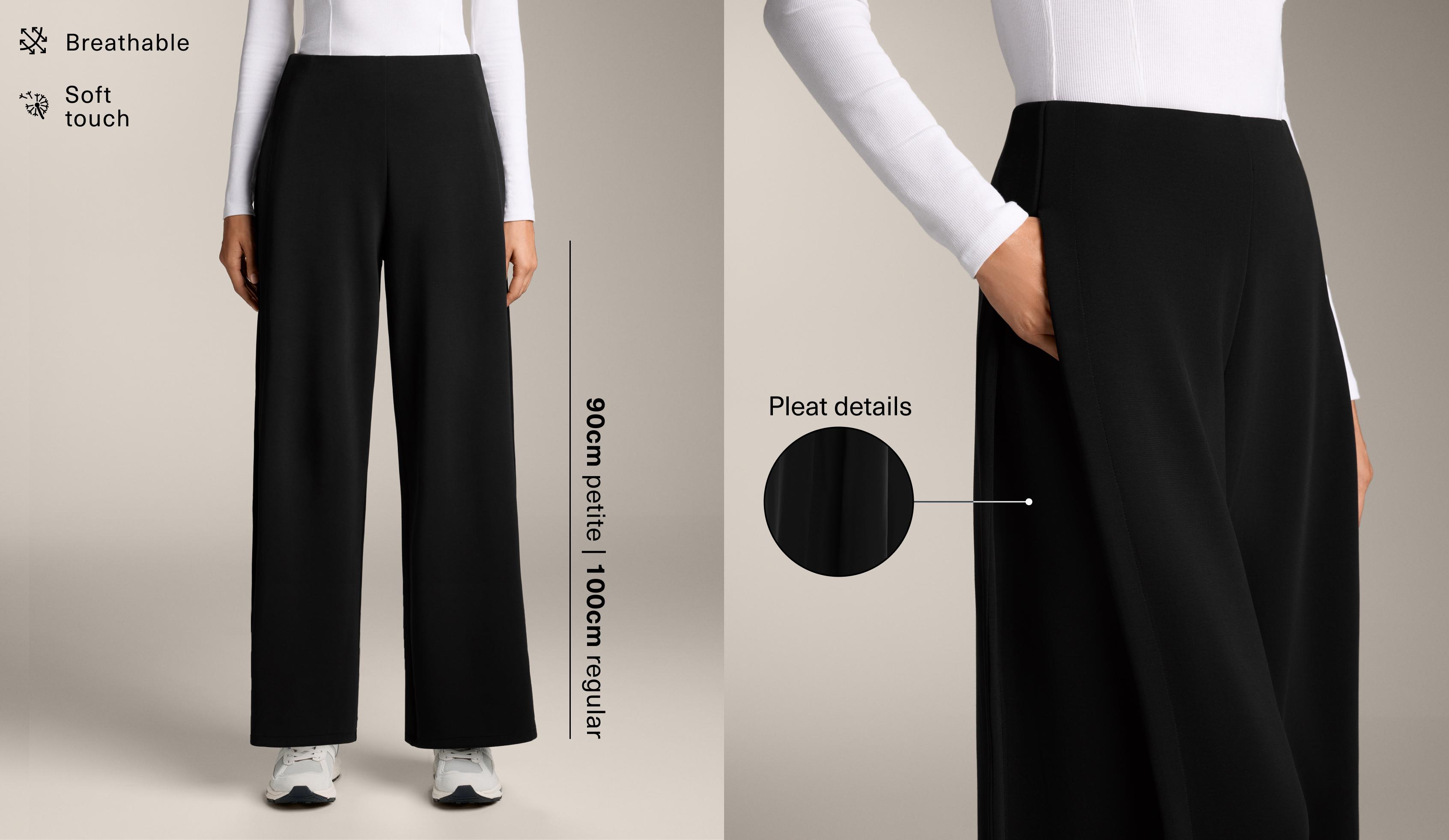 Soft touch wide-leg trousers with modal and side pleat