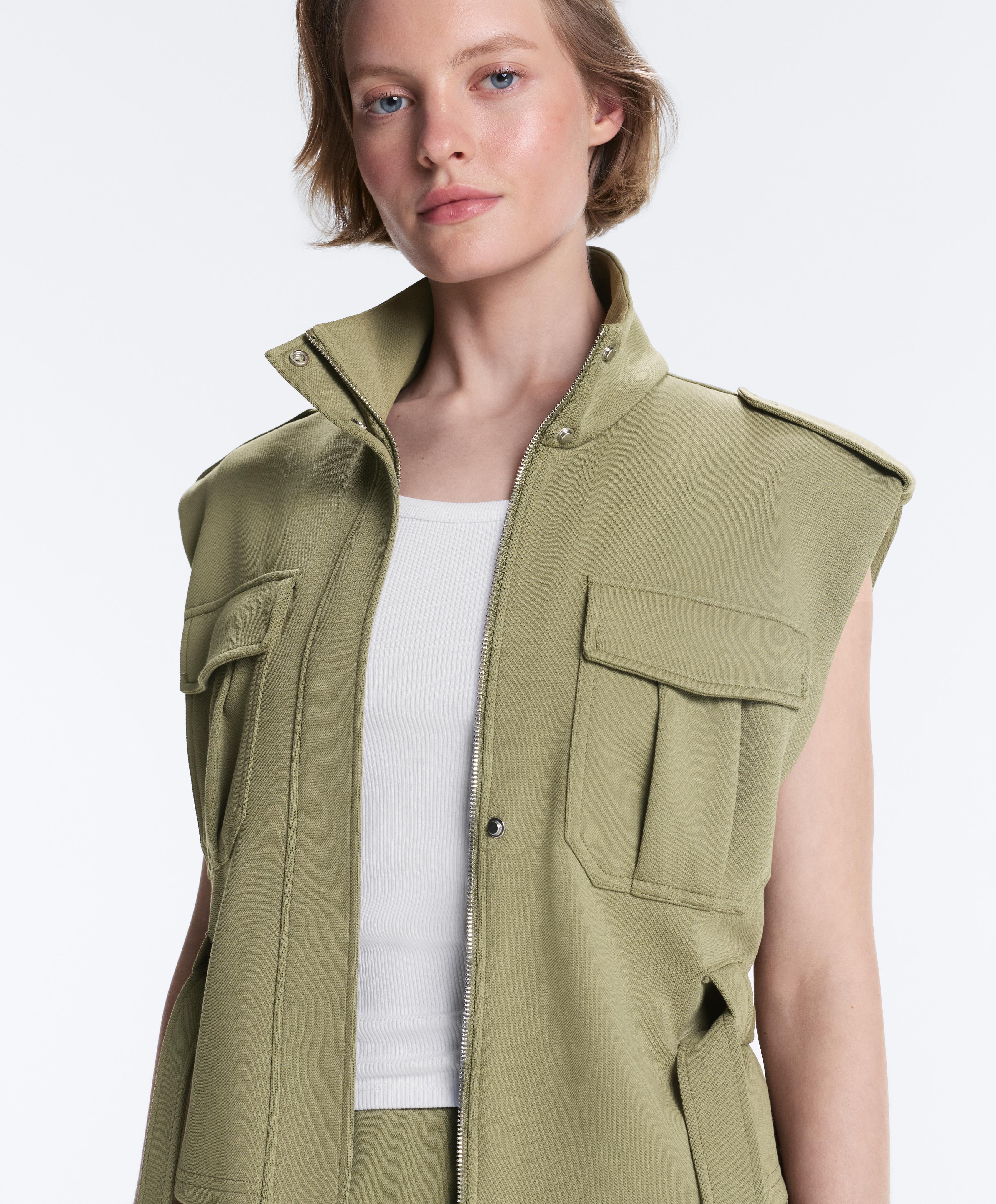 Utility piqué gilet with cotton belt — YELLOW GREEN
