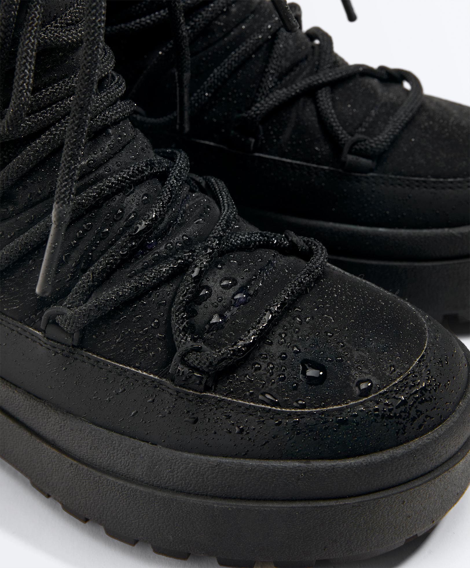 Laced nylon après-ski boots — BLACK