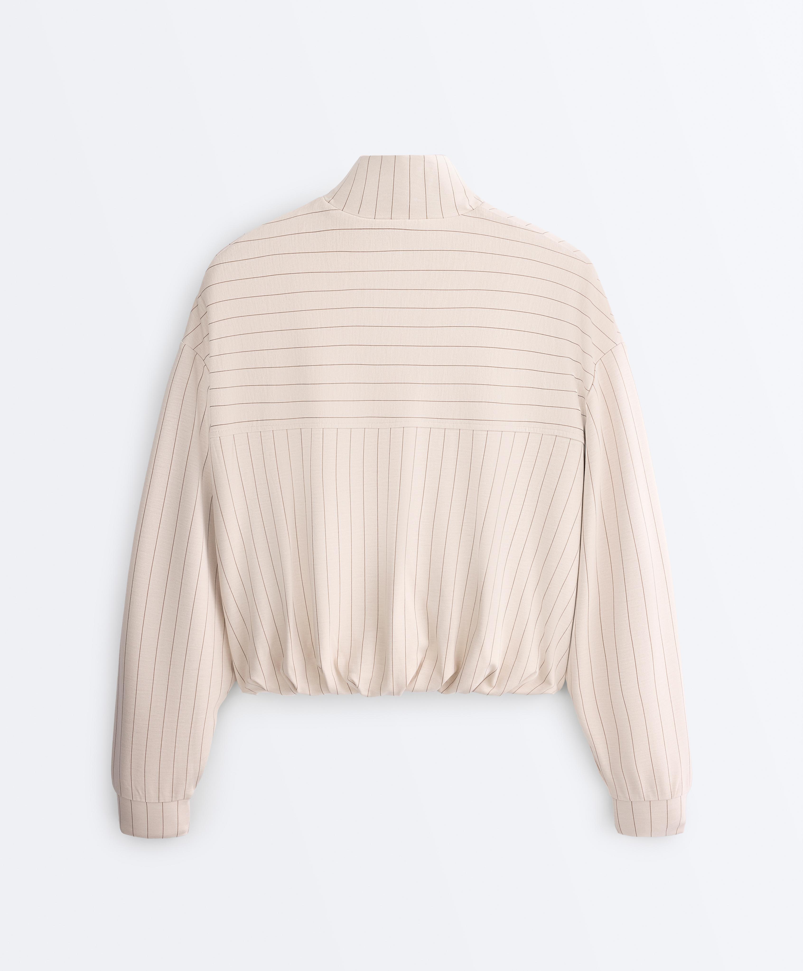 Striped jacket with puffed hem — SANDY