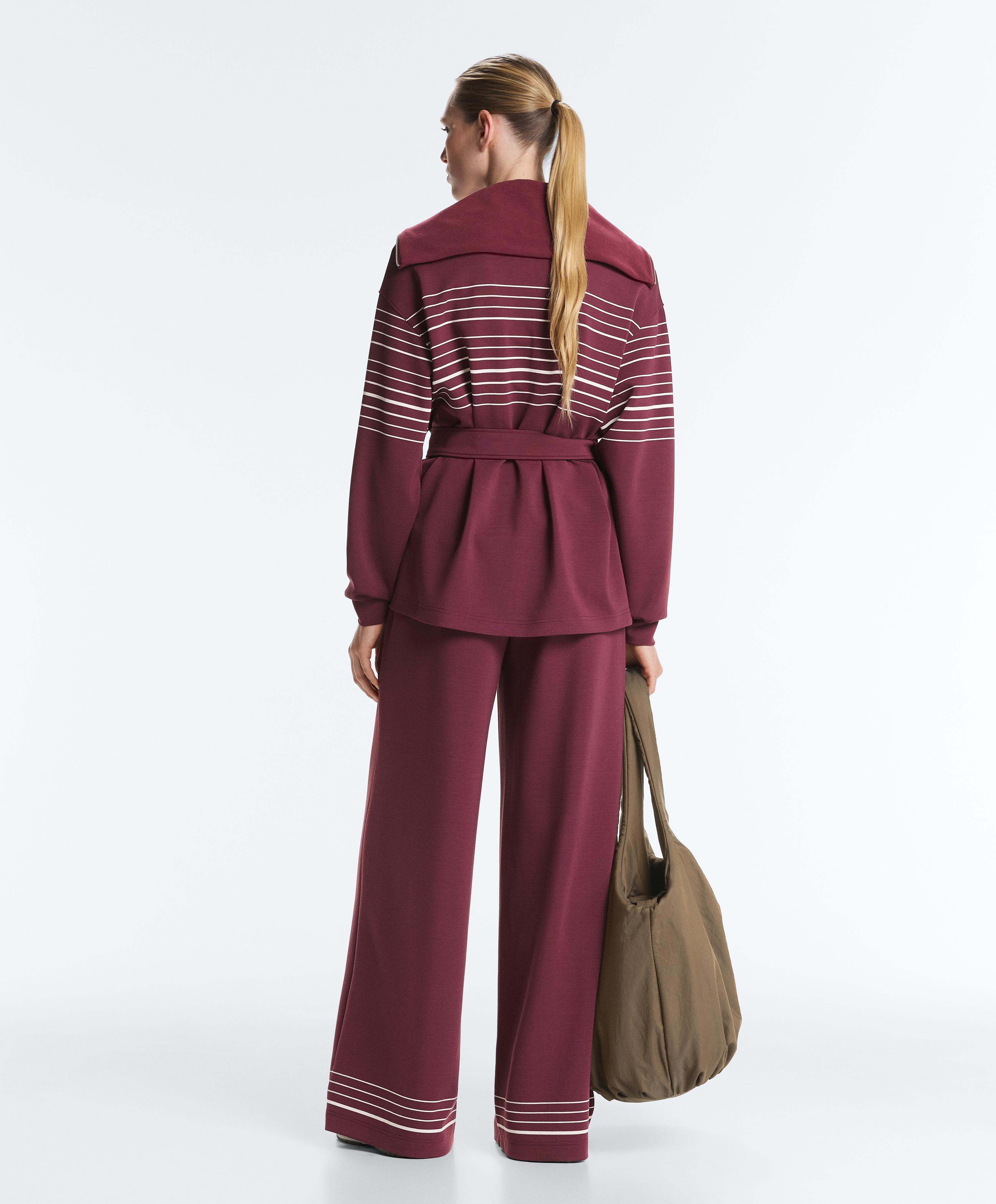 Long sailor stripe jacket with soft-touch modal — CHERRY