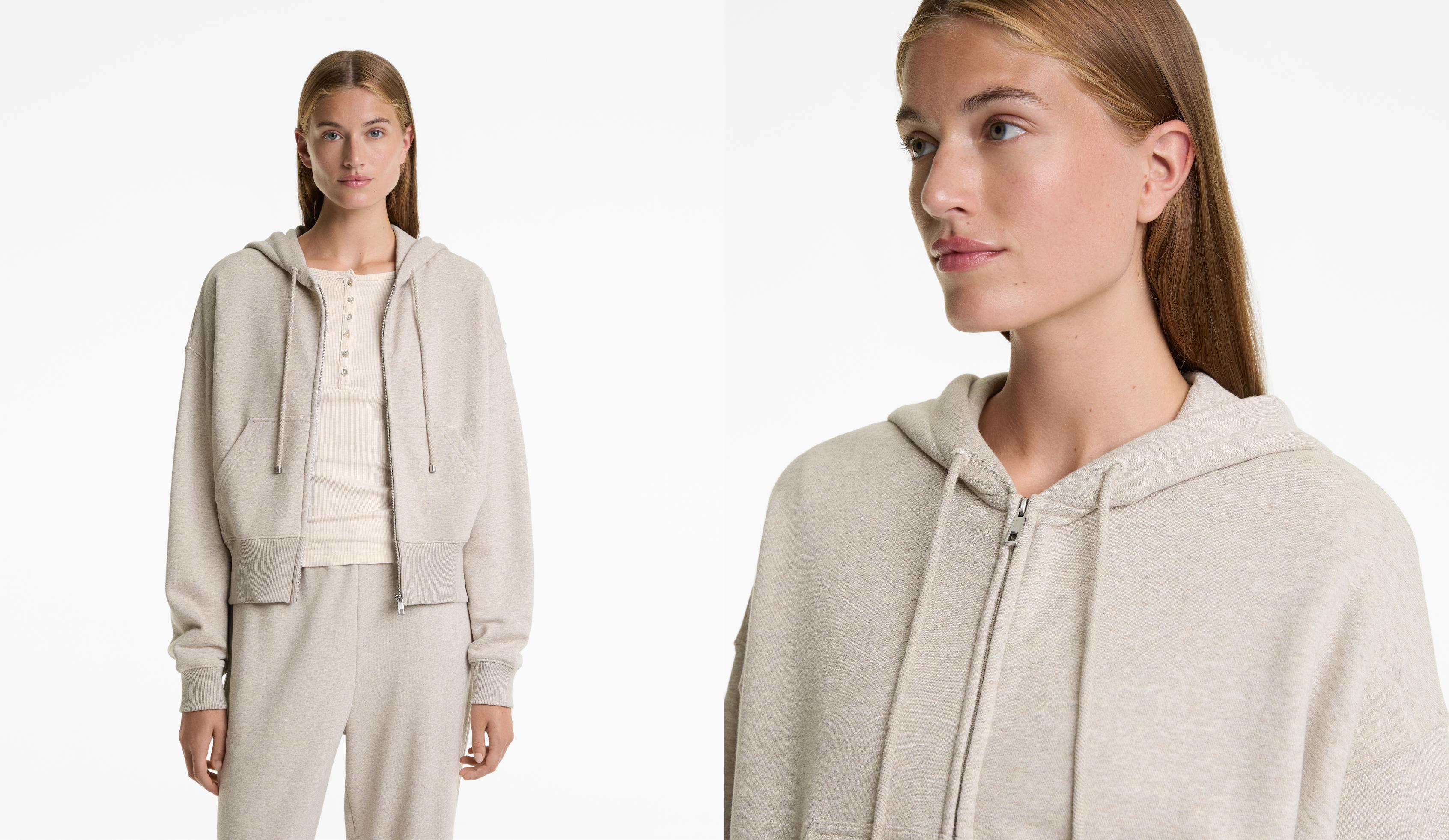 Chaqueta capucha manga amplia con algodón