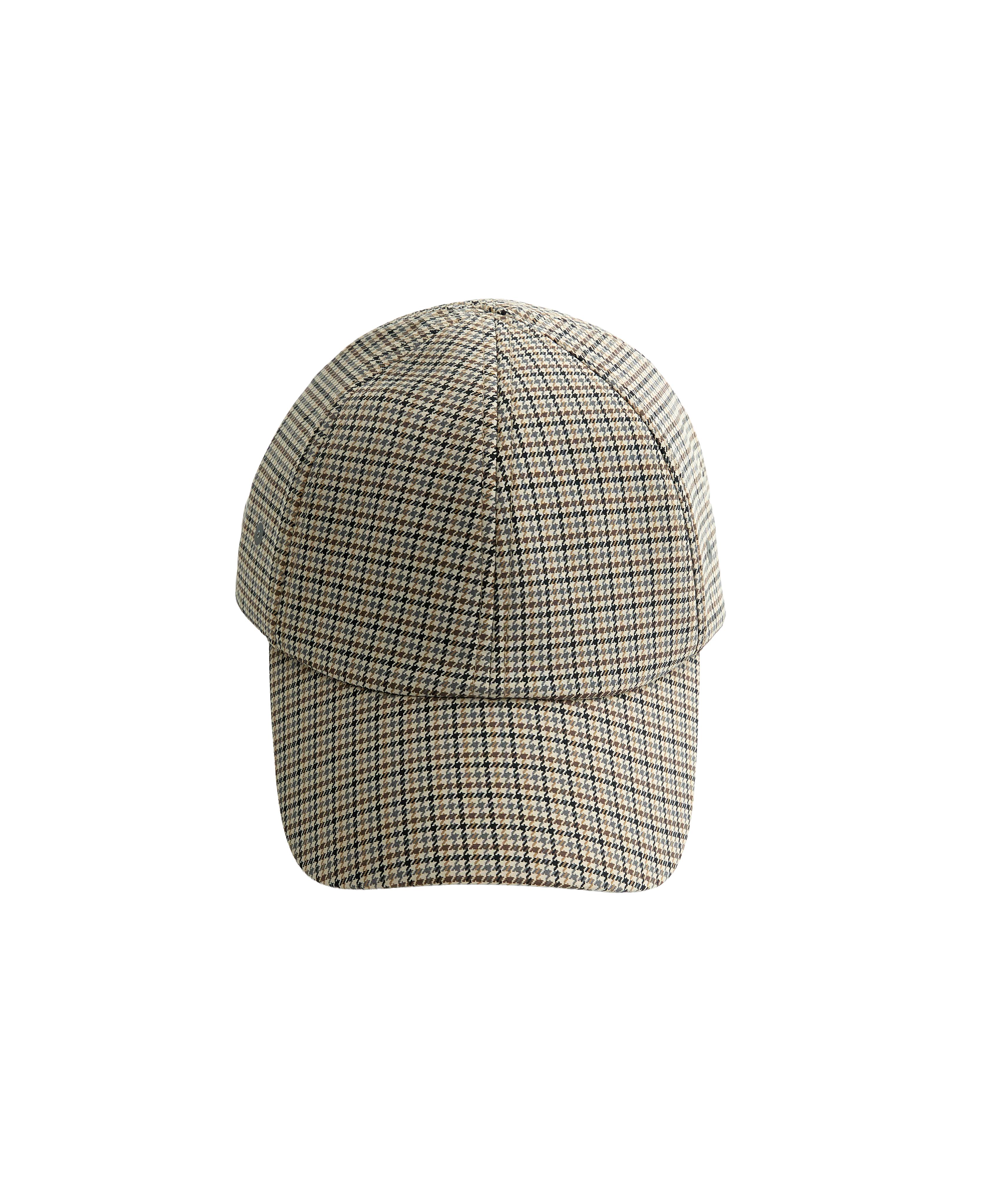 Houndstooth print cap — PALE ECRU