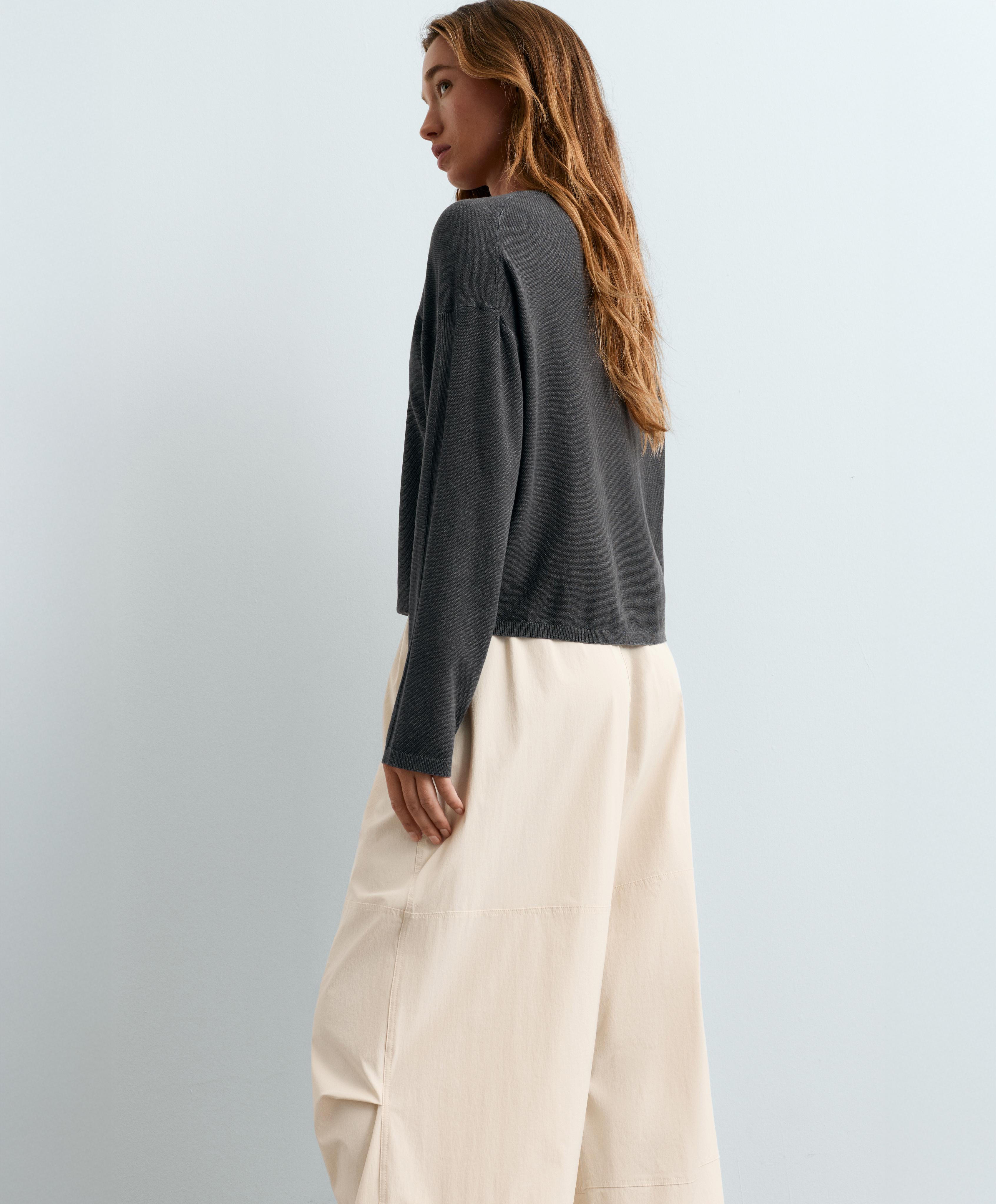 Long-sleeve waffle knit jumper — DARK ANTHRACITE