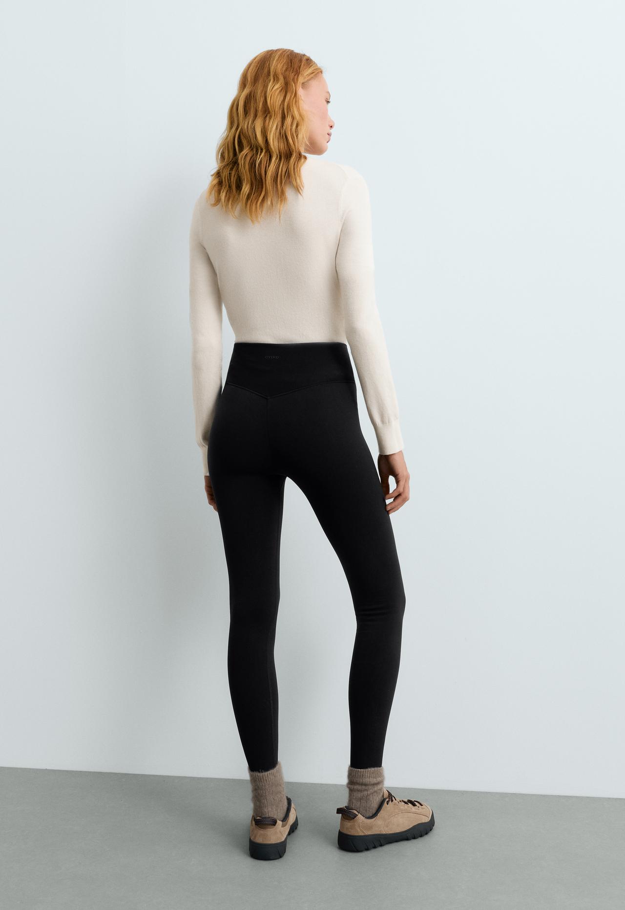 Ankle-length Super High Rise Extra warm Seamless leggings — BLACK