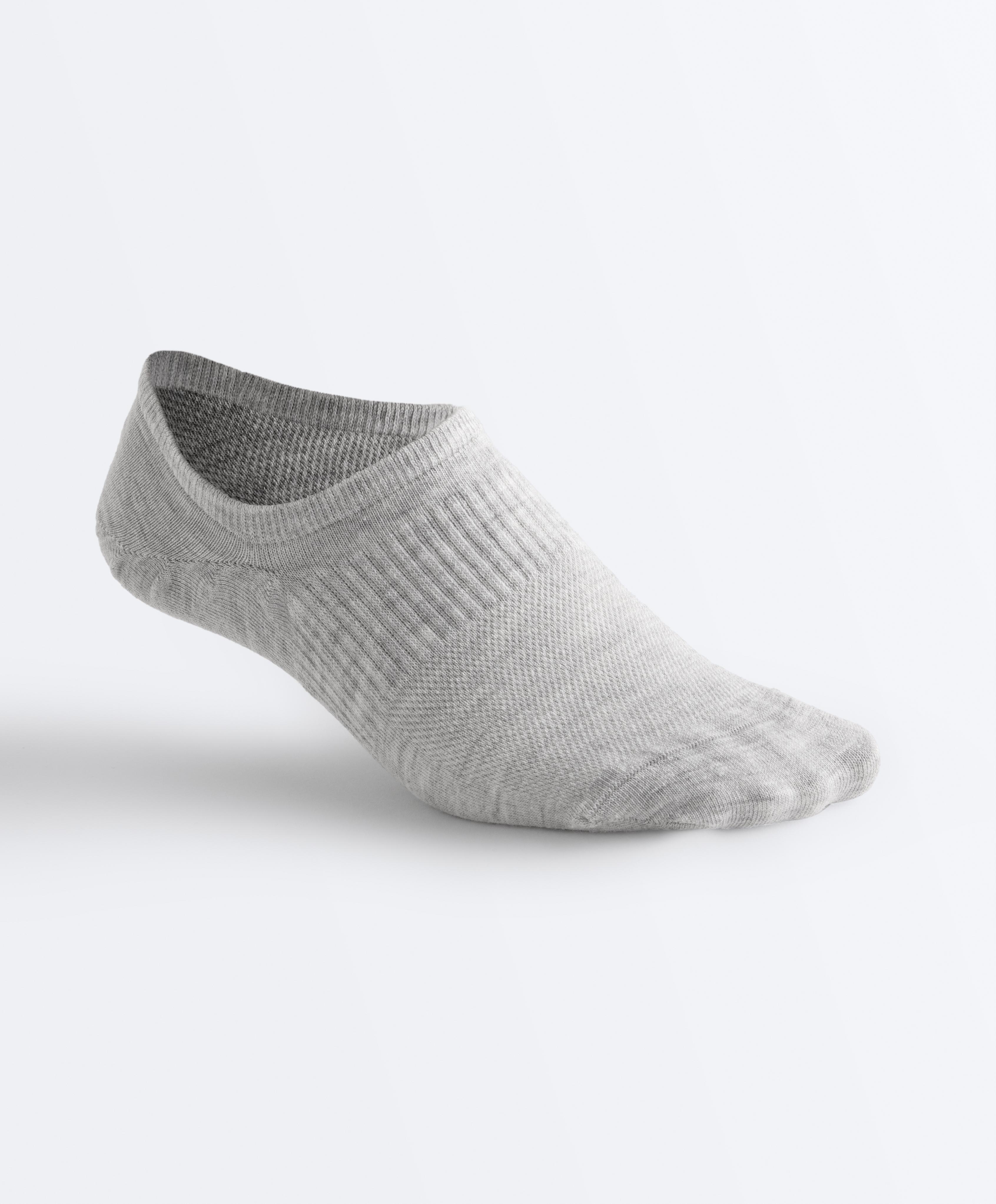 3 pairs of high-cut cotton blend invisible sports socks — PALE GREY MELANGE