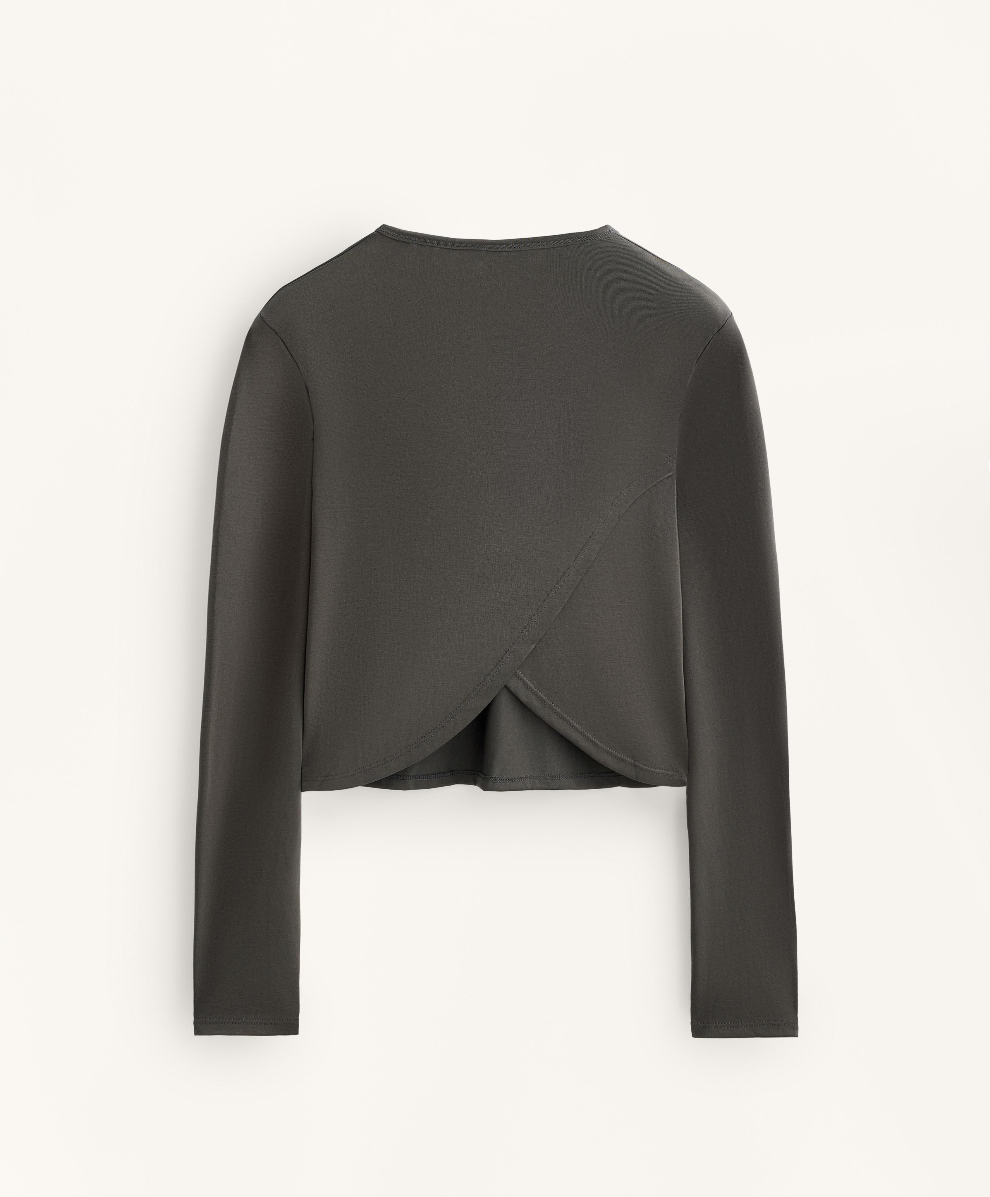 Maglietta cropped con incrocio sulla schiena in modal
