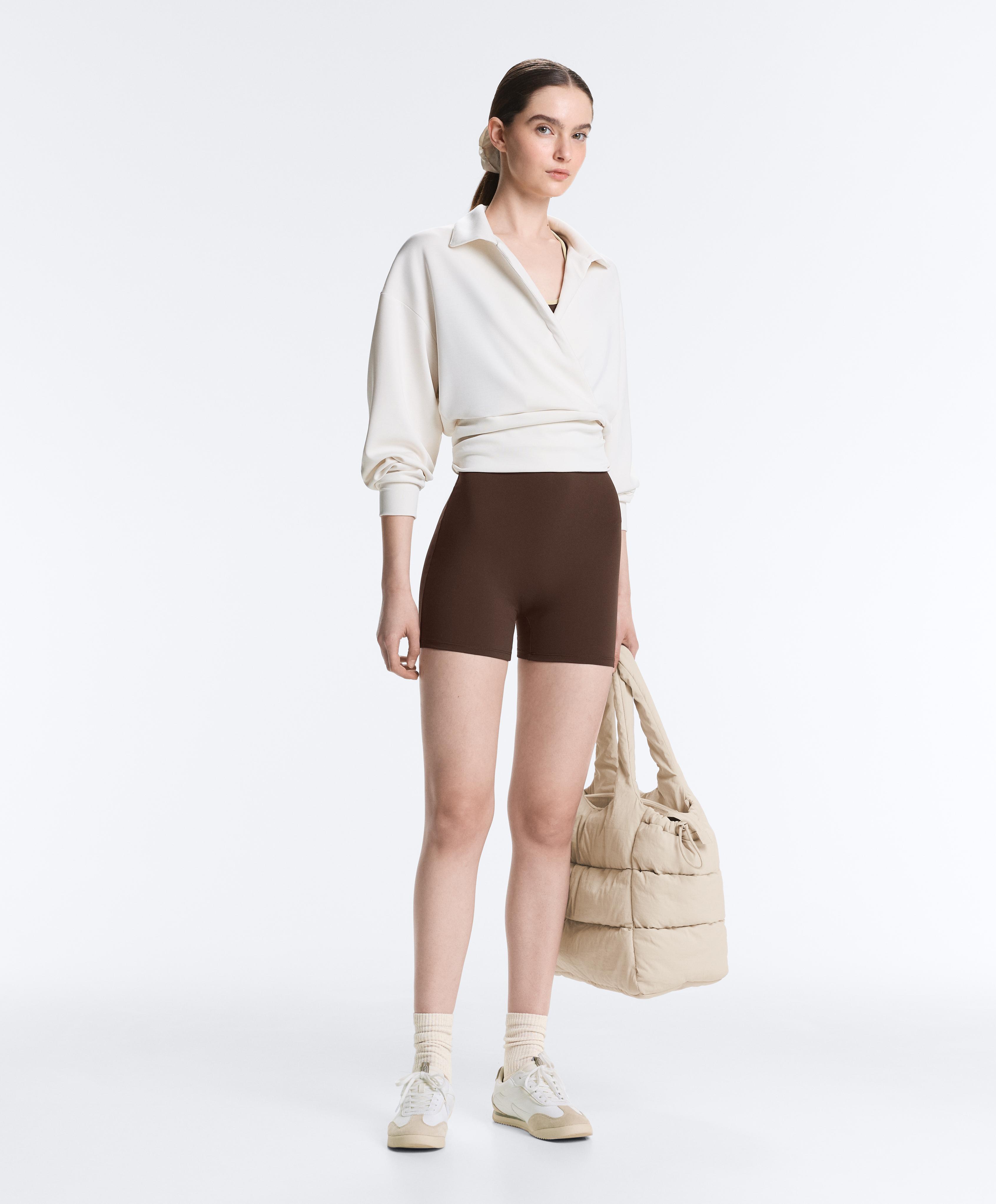 Comfortlux short contrast jumpsuit — BROWN