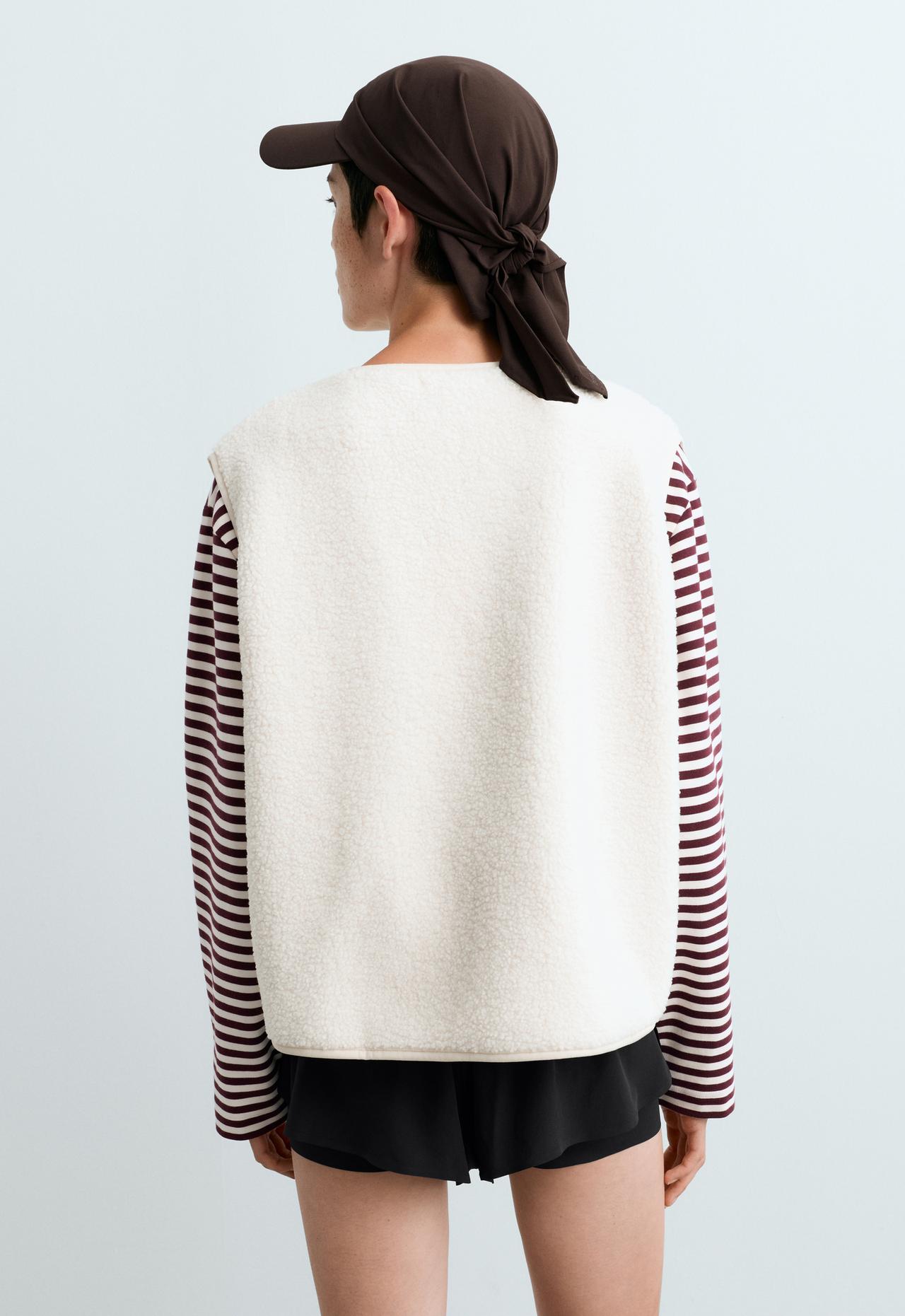 Faux-shearling gilet with zip — ECRU