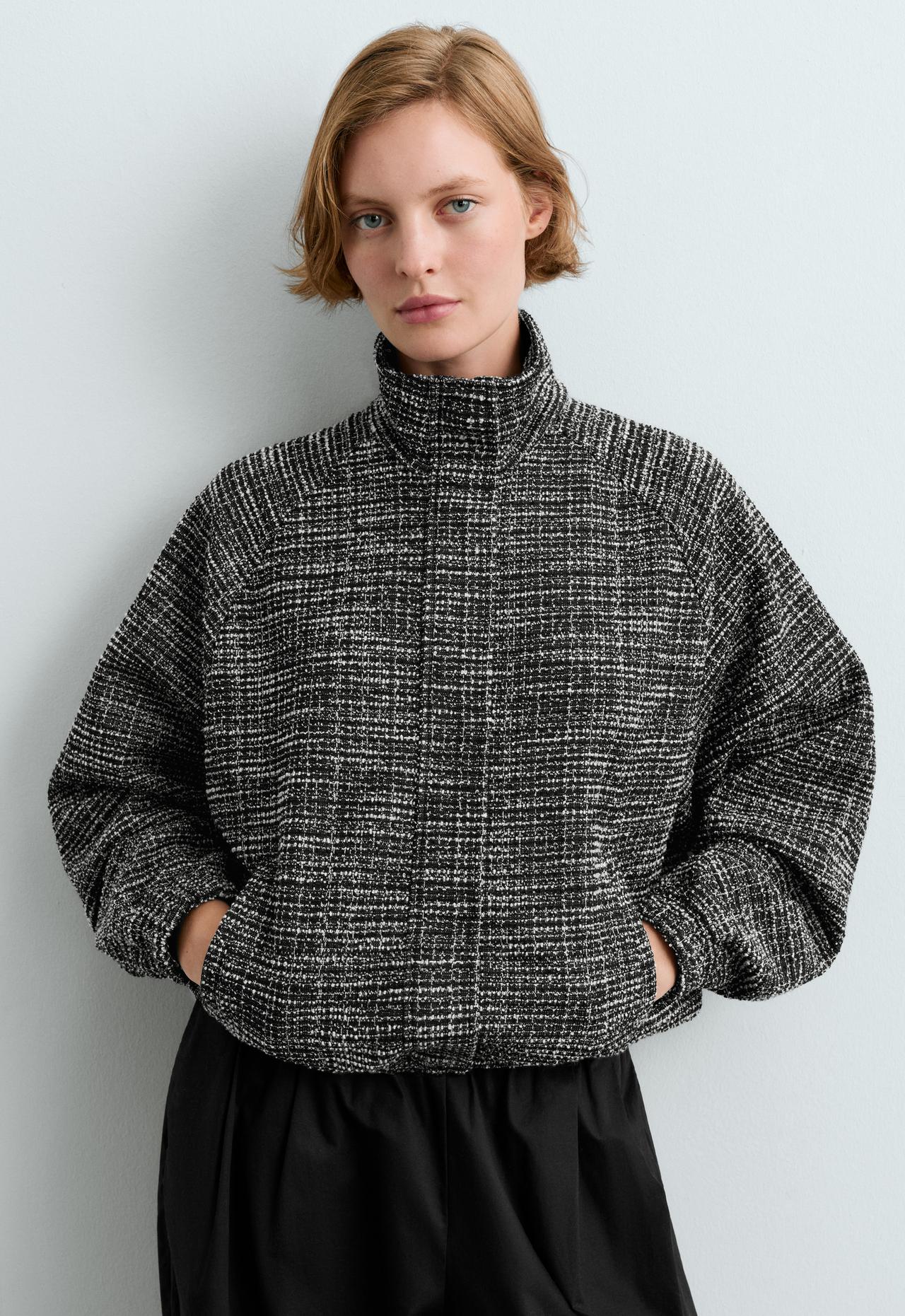 Rib-mix jacket — BLACK