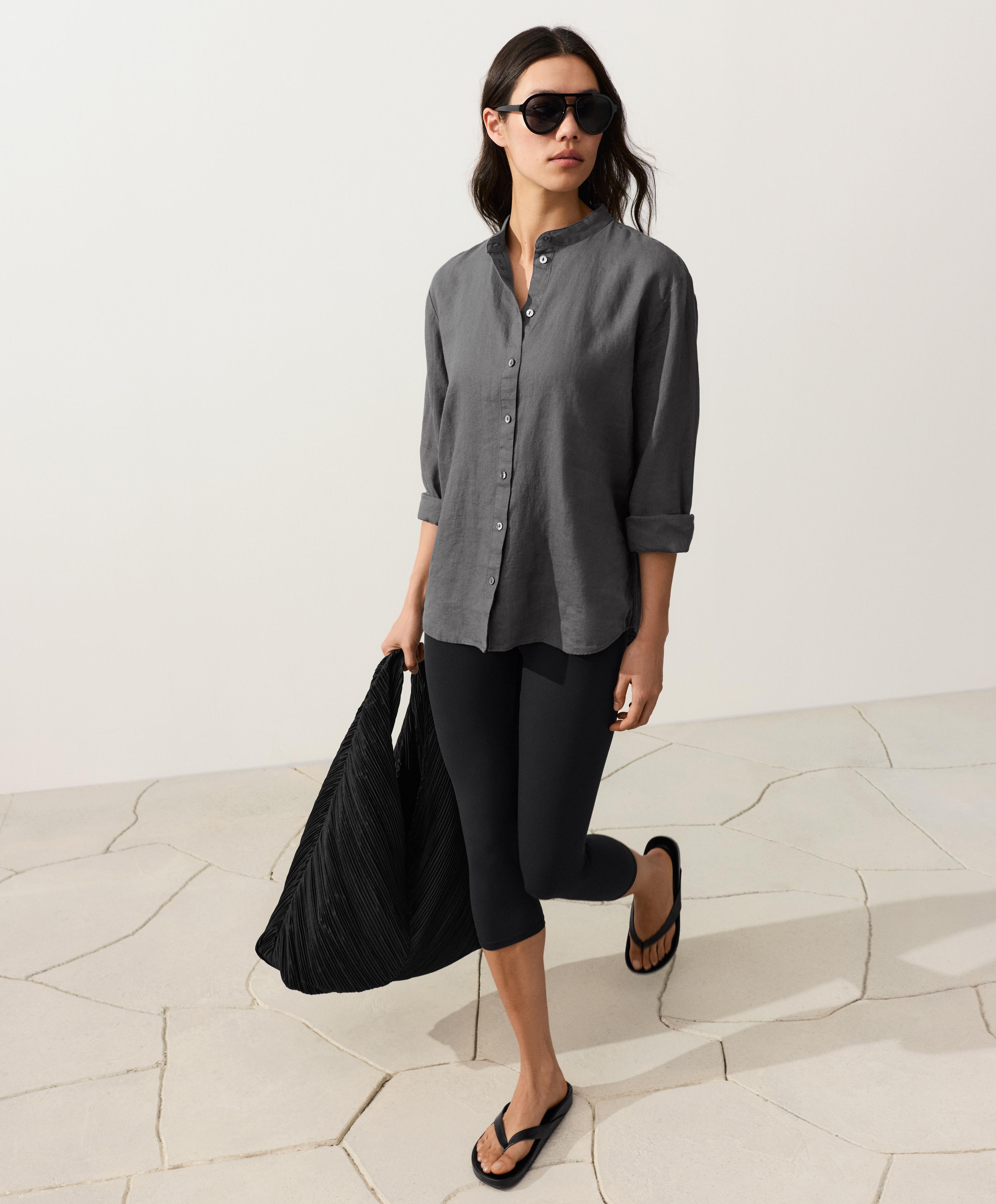 100% linen stand-up collar shirt 100% linen stand-up collar shirt
