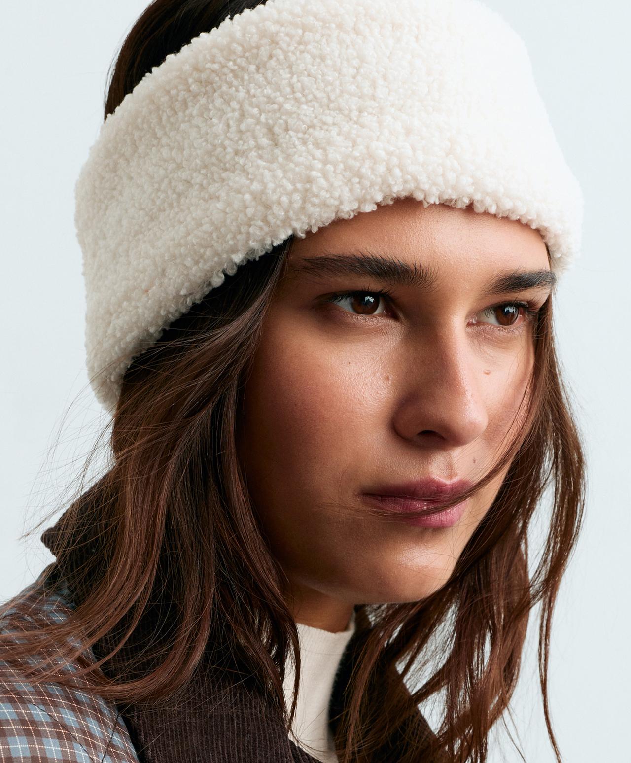 Faux-shearling headband — ECRU