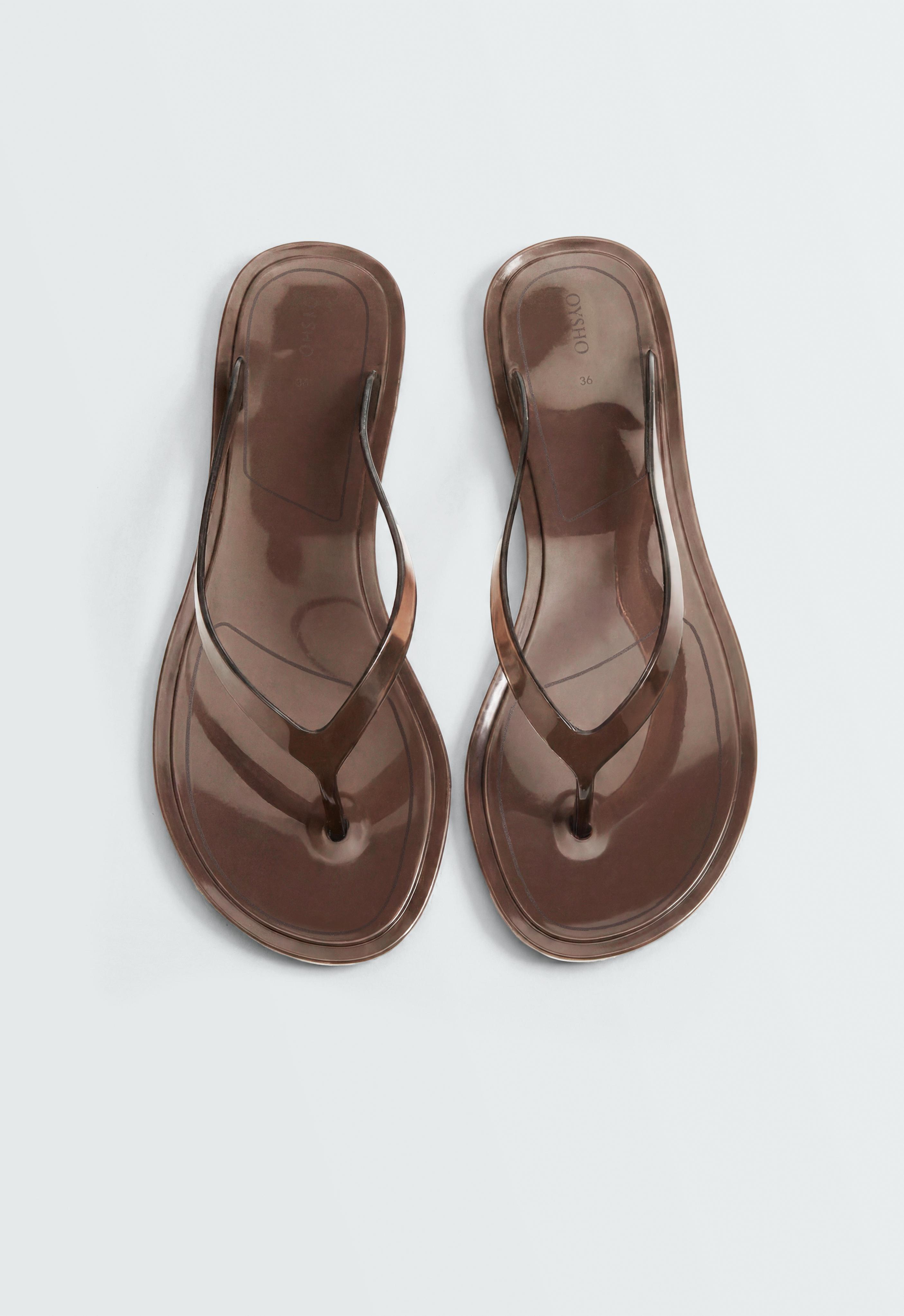 Translucent effect beachwear flip flops — BROWN
