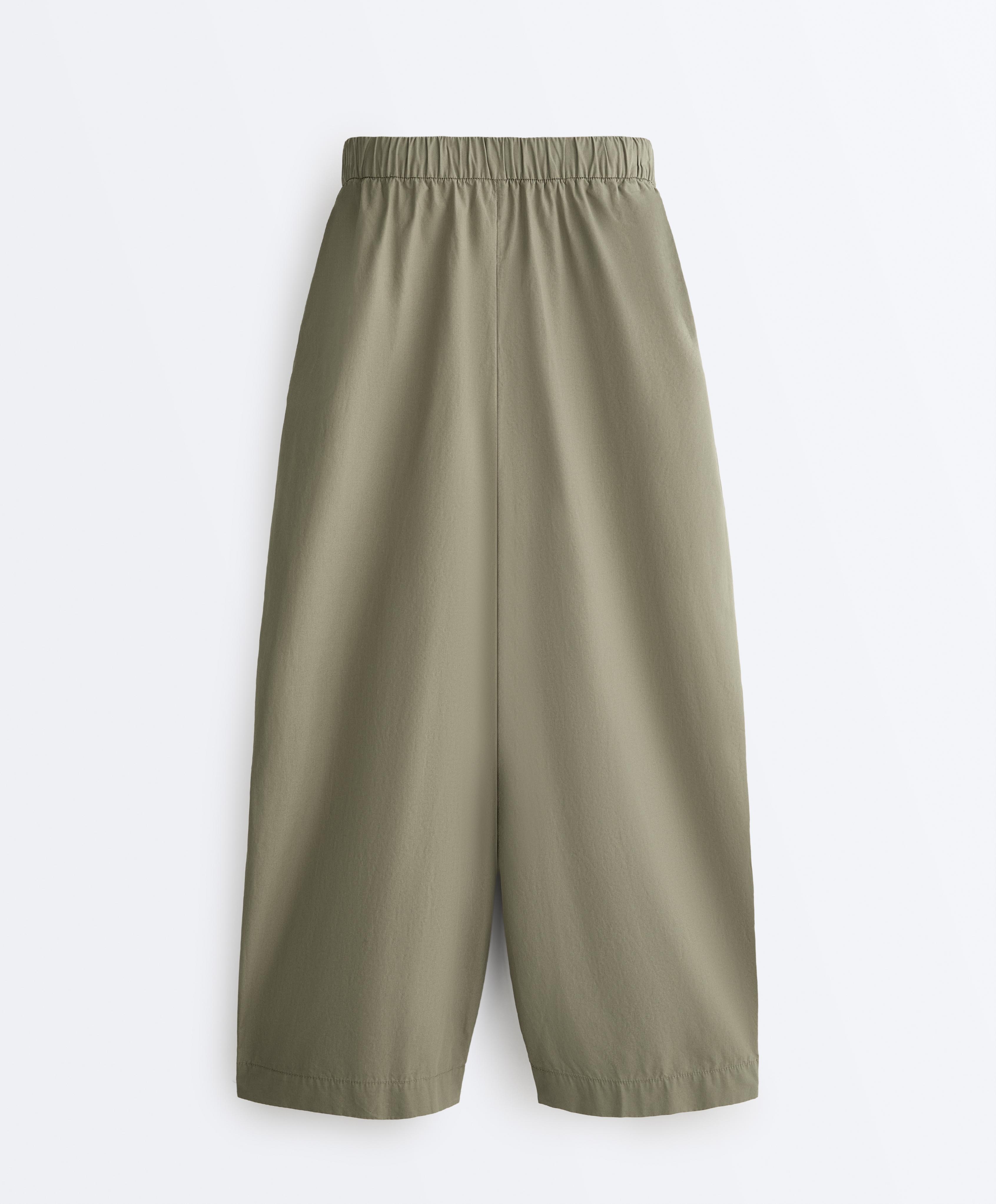 Pleated 100% cotton tapered trousers — LIGHT KHAKI