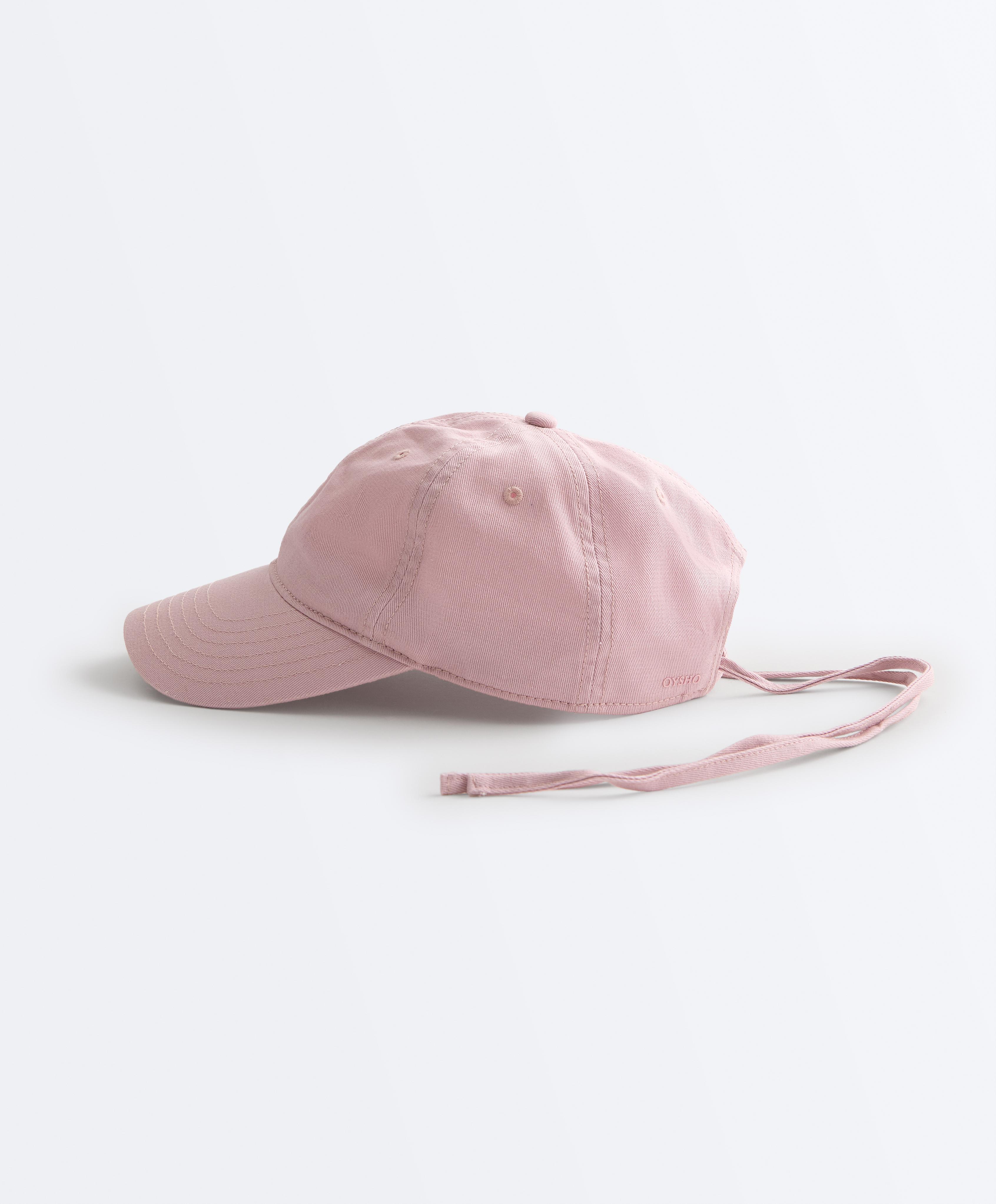 Washed-effect 100% cotton cap with tie — PALE PINK