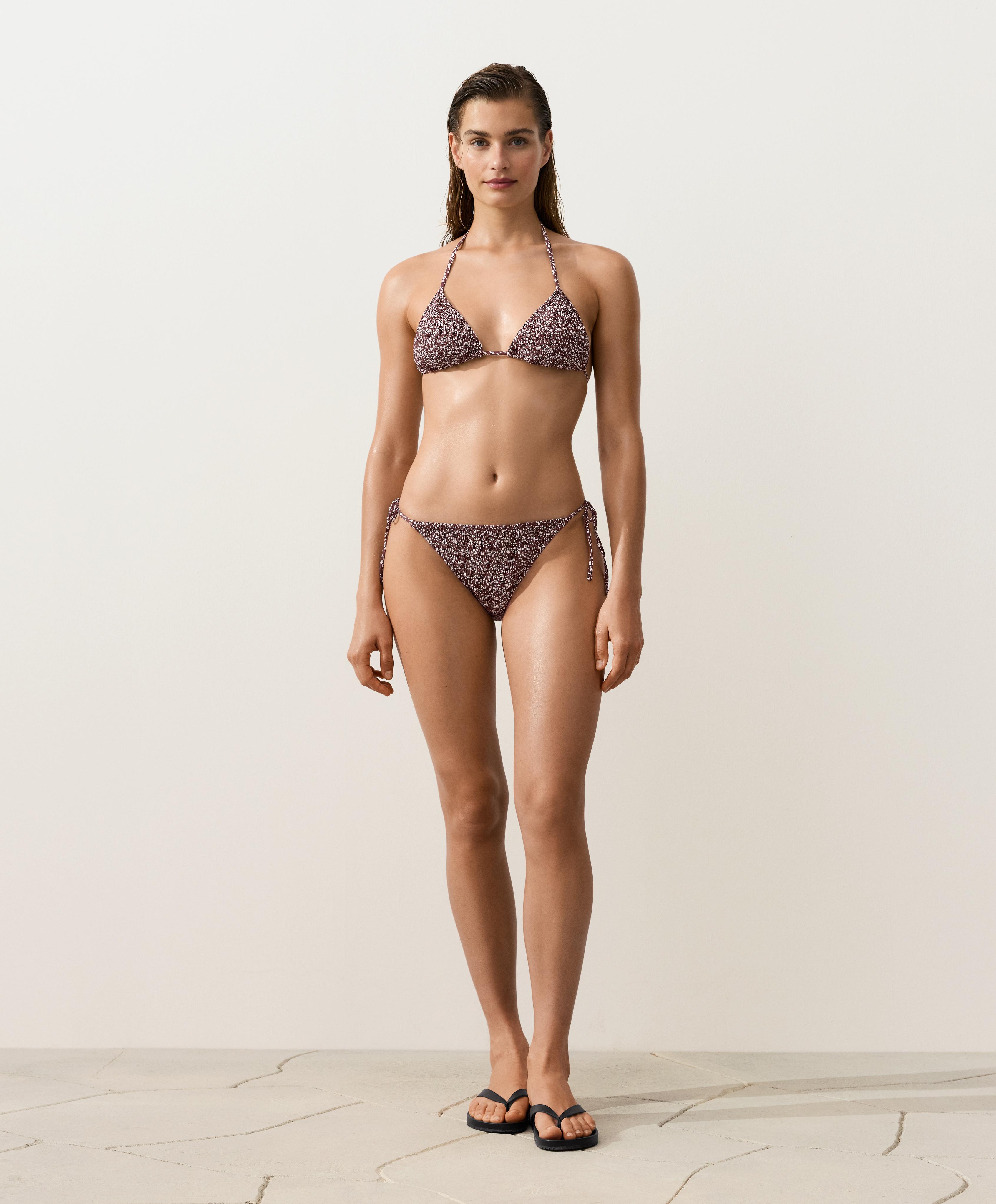 Smock tie medium-coverage bikini briefs — CHOCOLATE