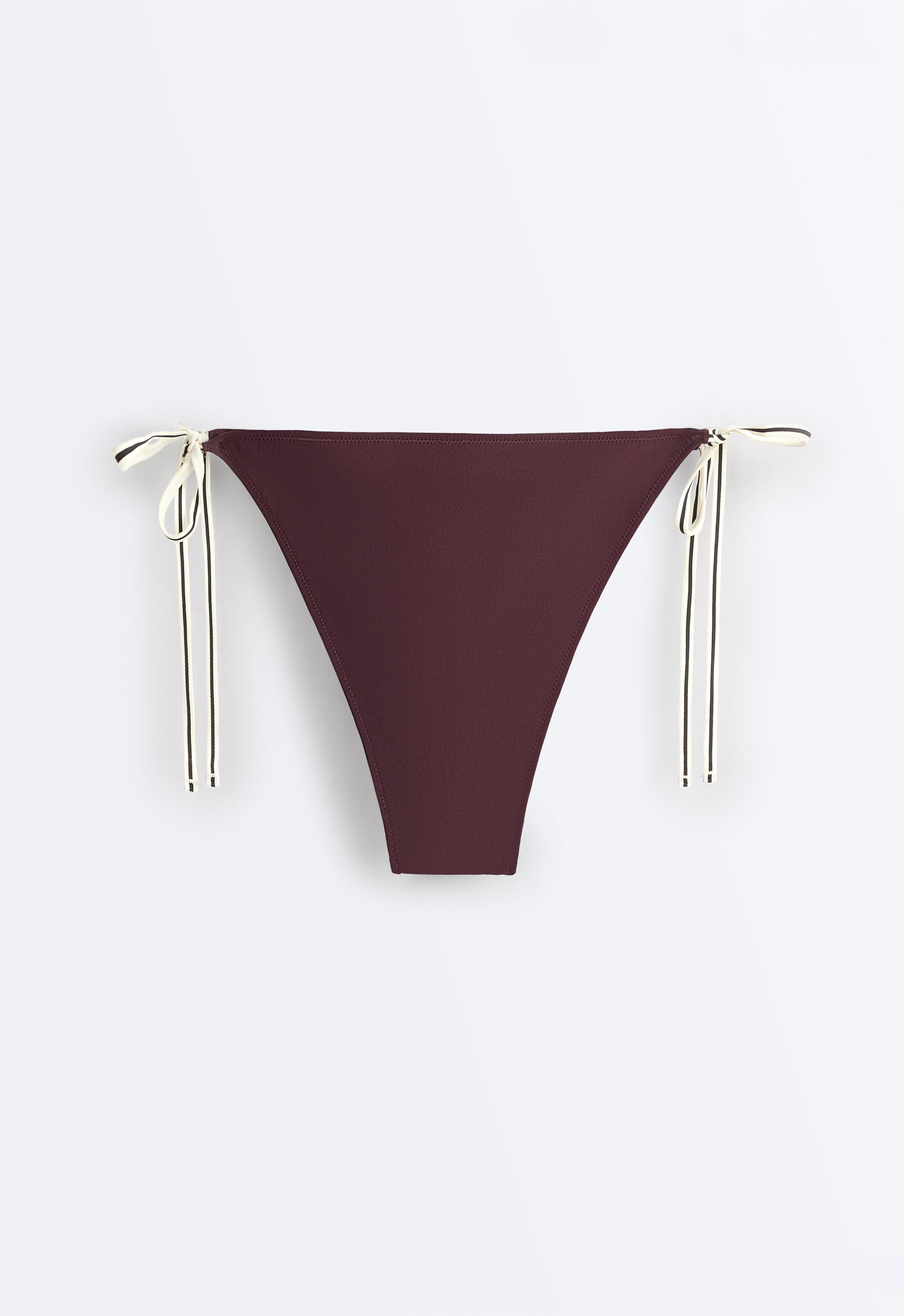 Medium-coverage tie bikini briefs — DARK PLUM