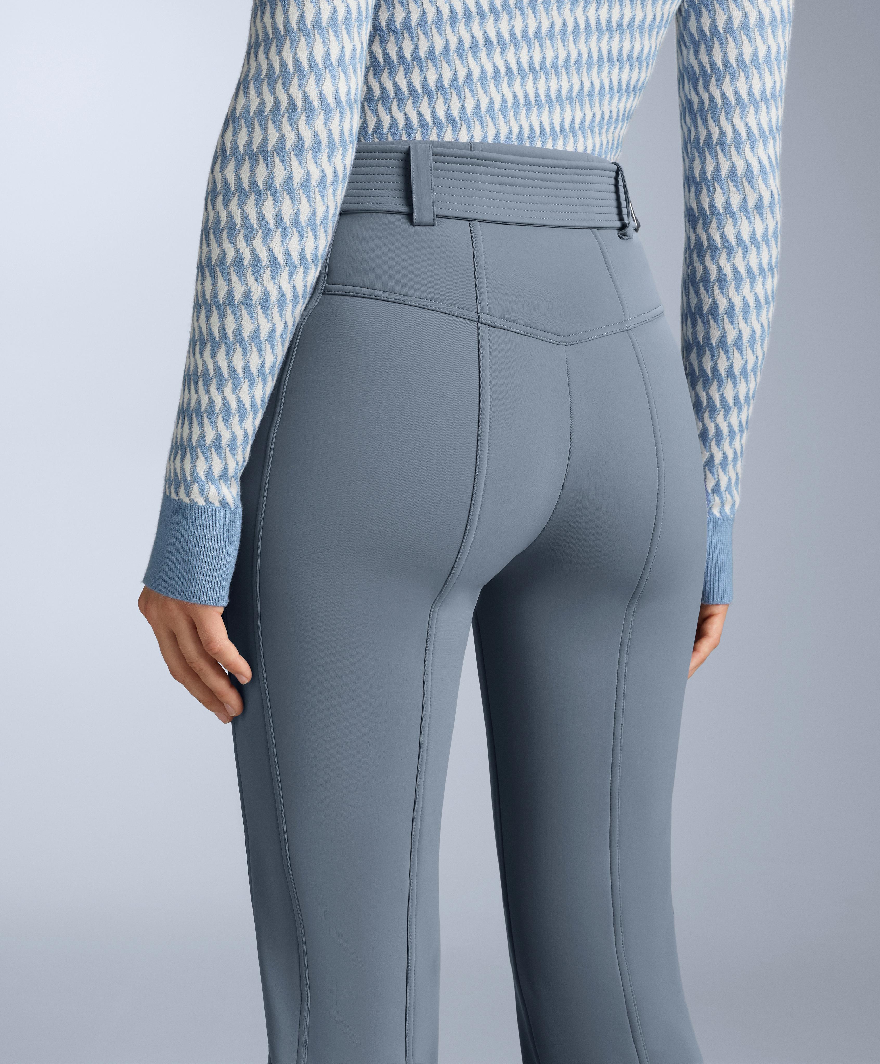 Water-resistant high-rise flare stretch SKI trousers — GREY-BLUE