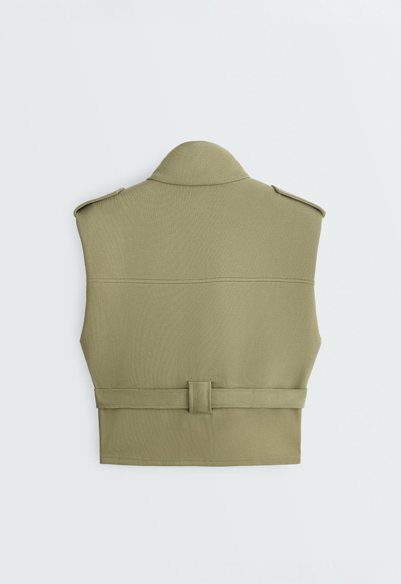 Utility piqué gilet with cotton belt — YELLOW GREEN