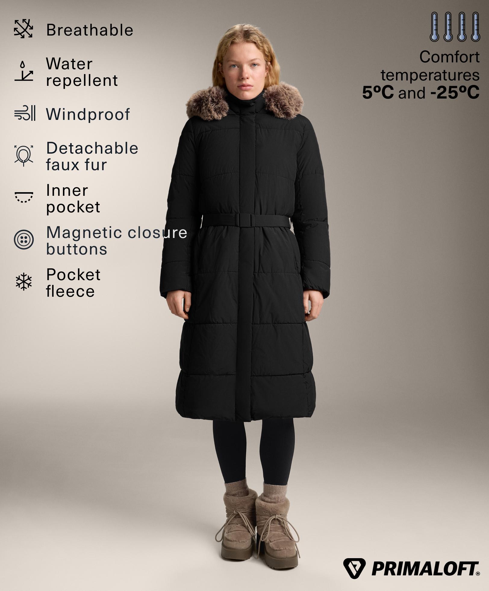 Lange, wasserabweisende Primaloft® Steppjacke