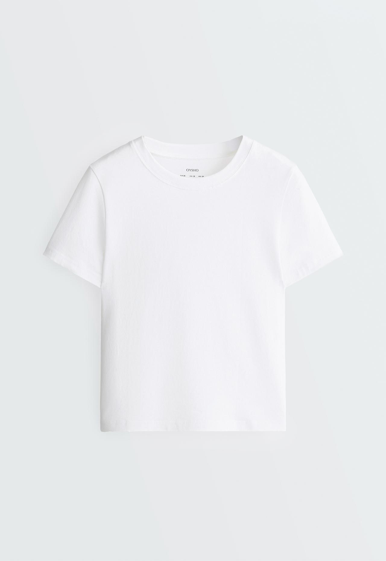 Regular cotton blend short-sleeve T-shirt — WHITE 