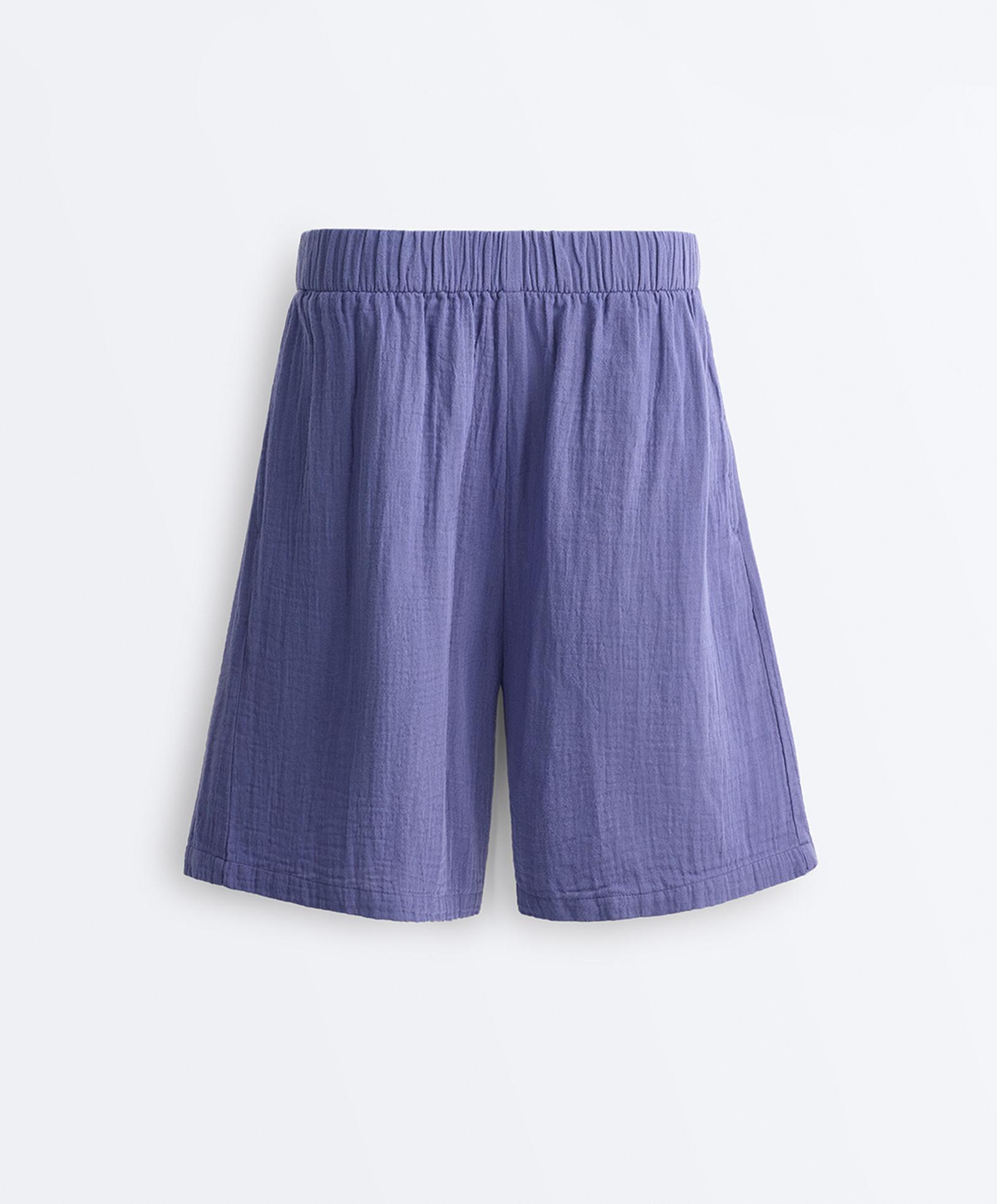100% cotton gauze bermuda shorts — BLUEBERRY