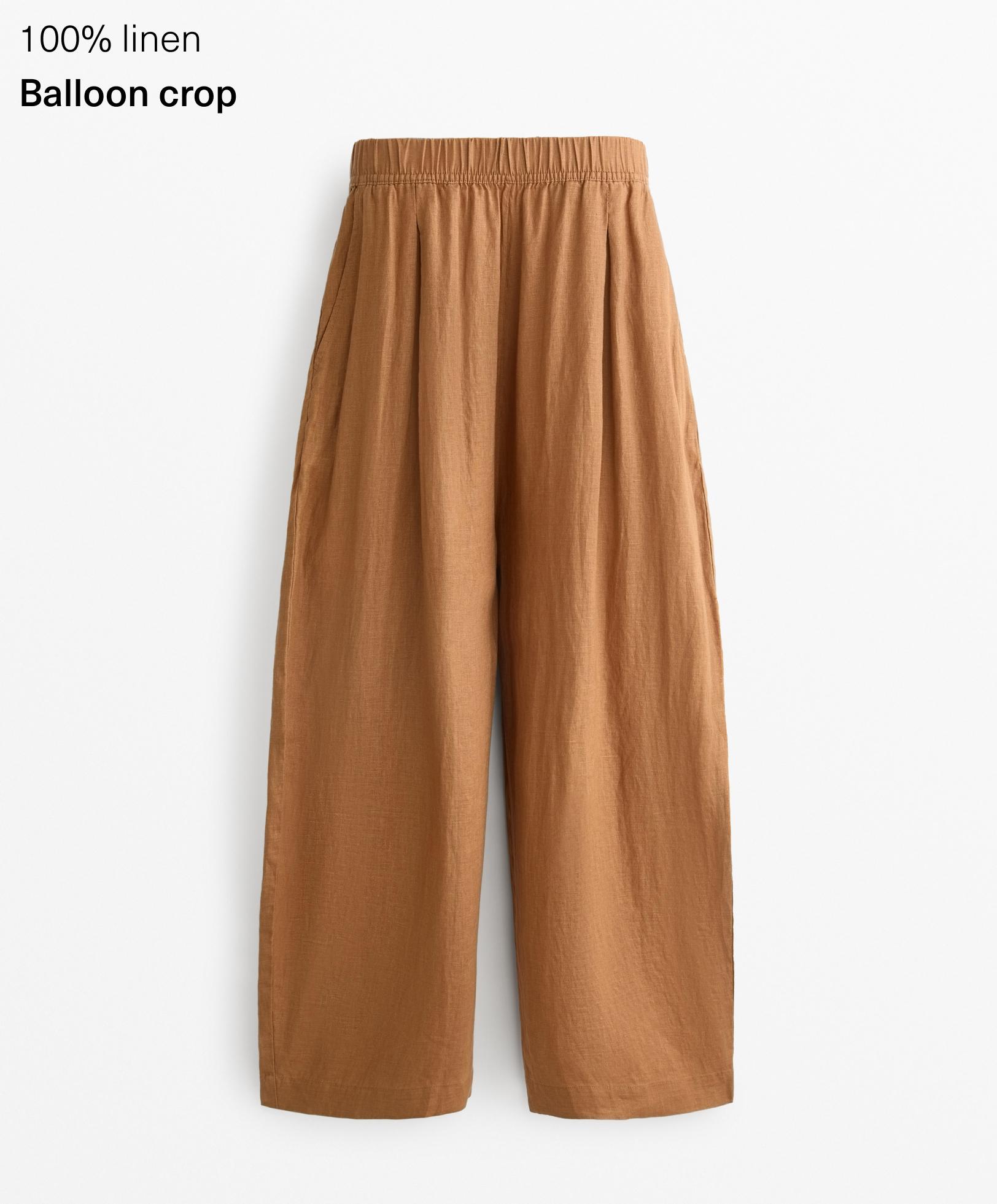 100% linen crop balloon trousers