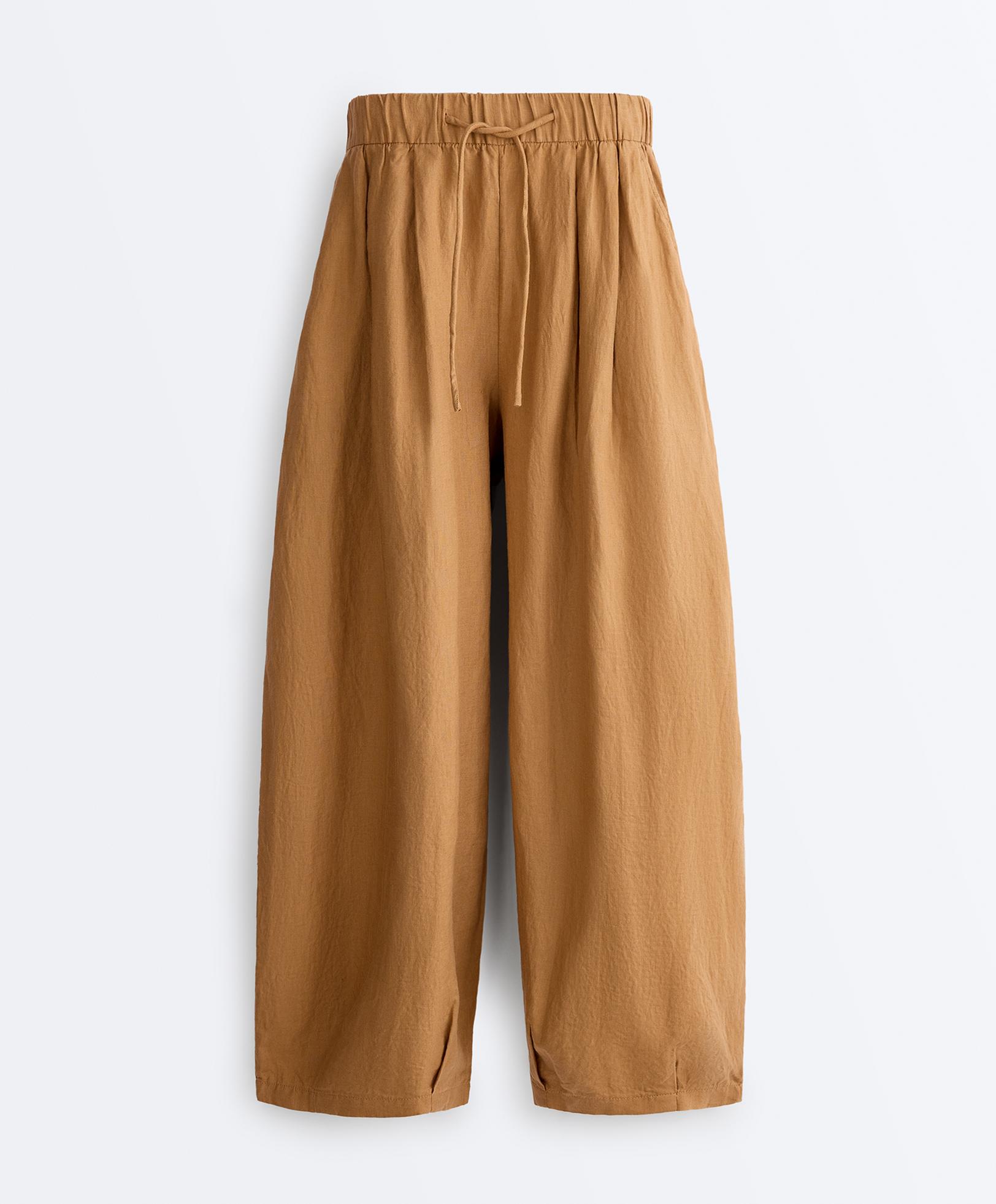 100% linen balloon trousers — MUSTARD
