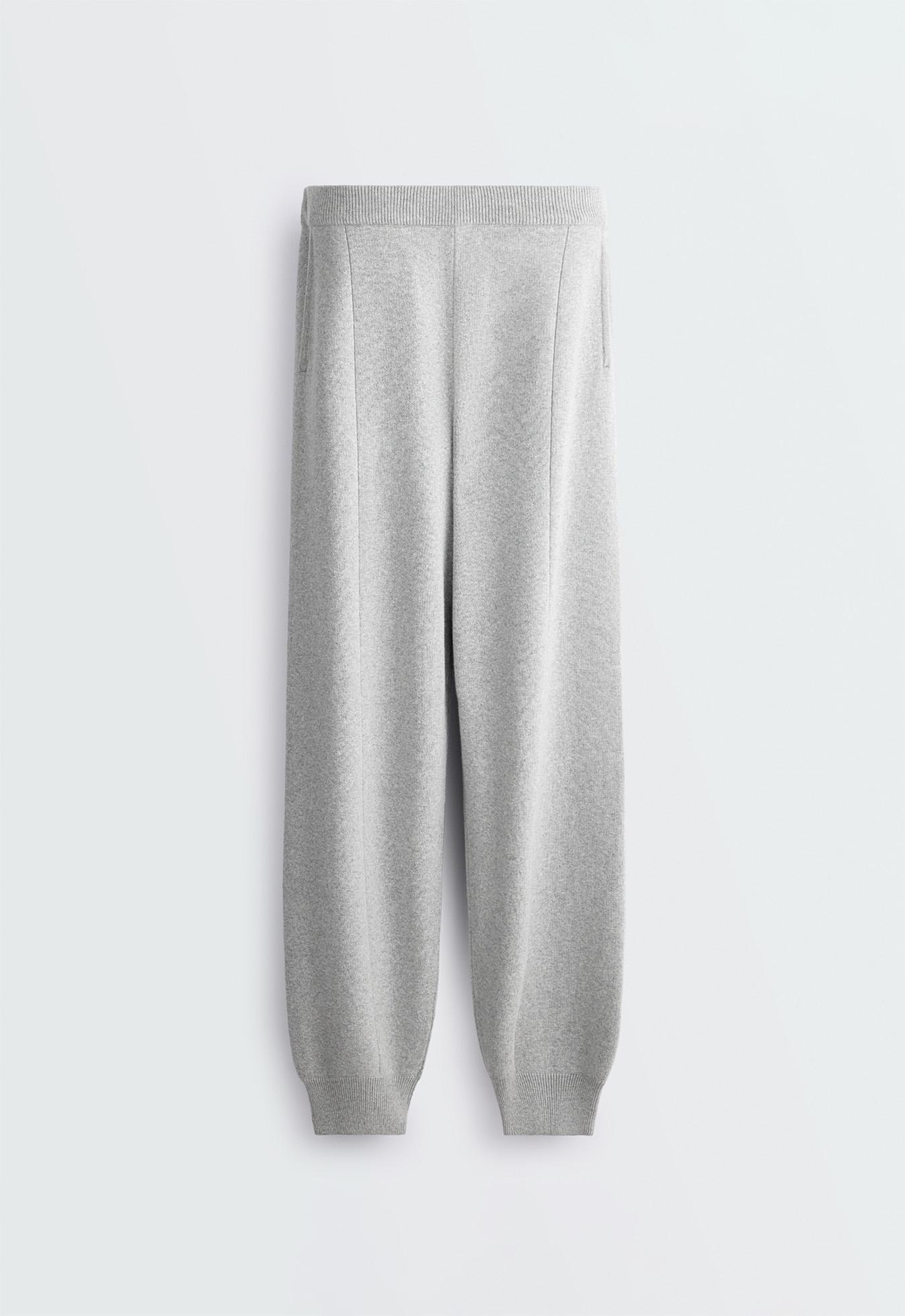 Cotton-blend knit joggers — PALE GREY