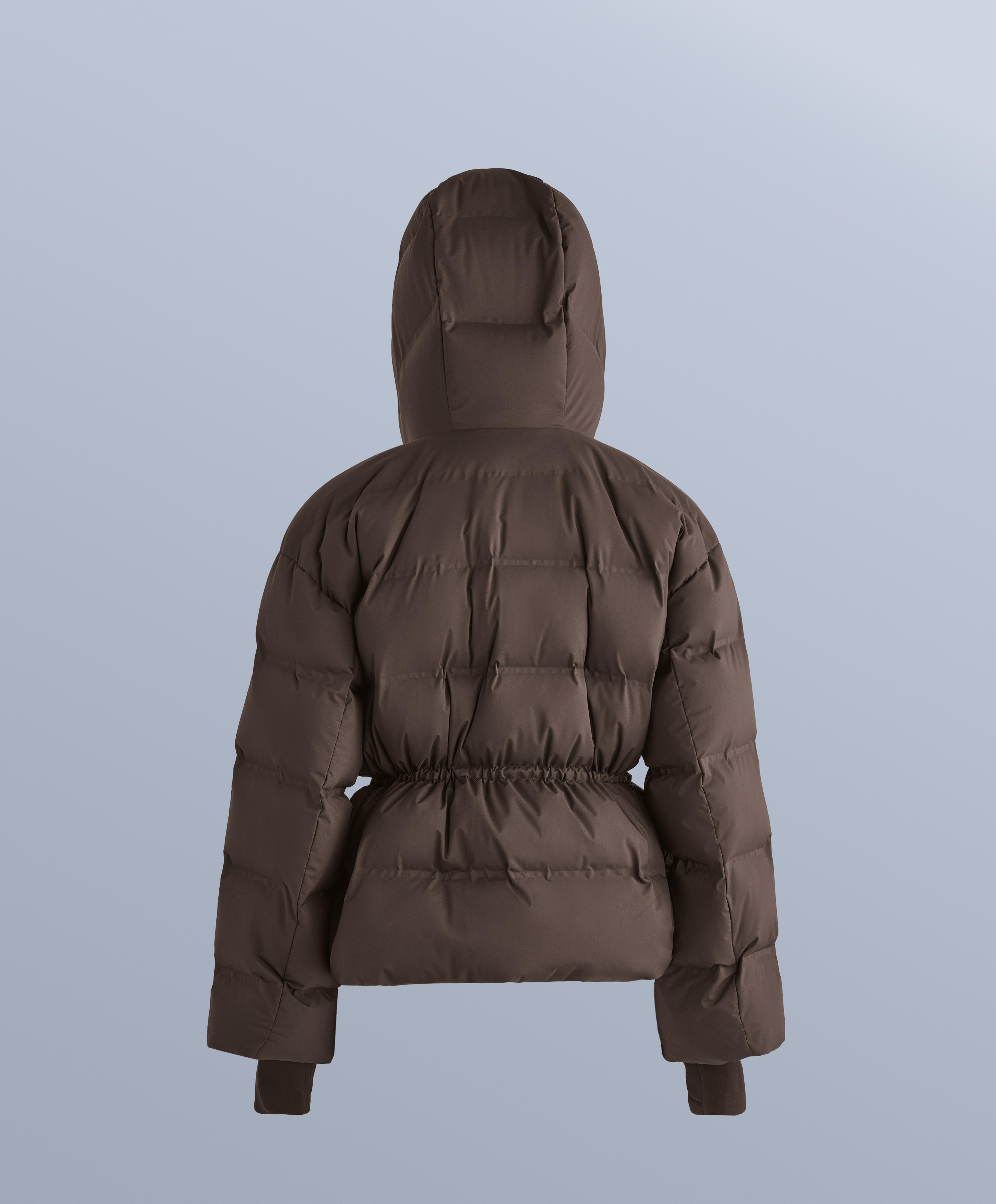 Lightweight padded jacket with 80% down and 20% MINARDI PIUME SKI water-resistant filling — DARK BROWN