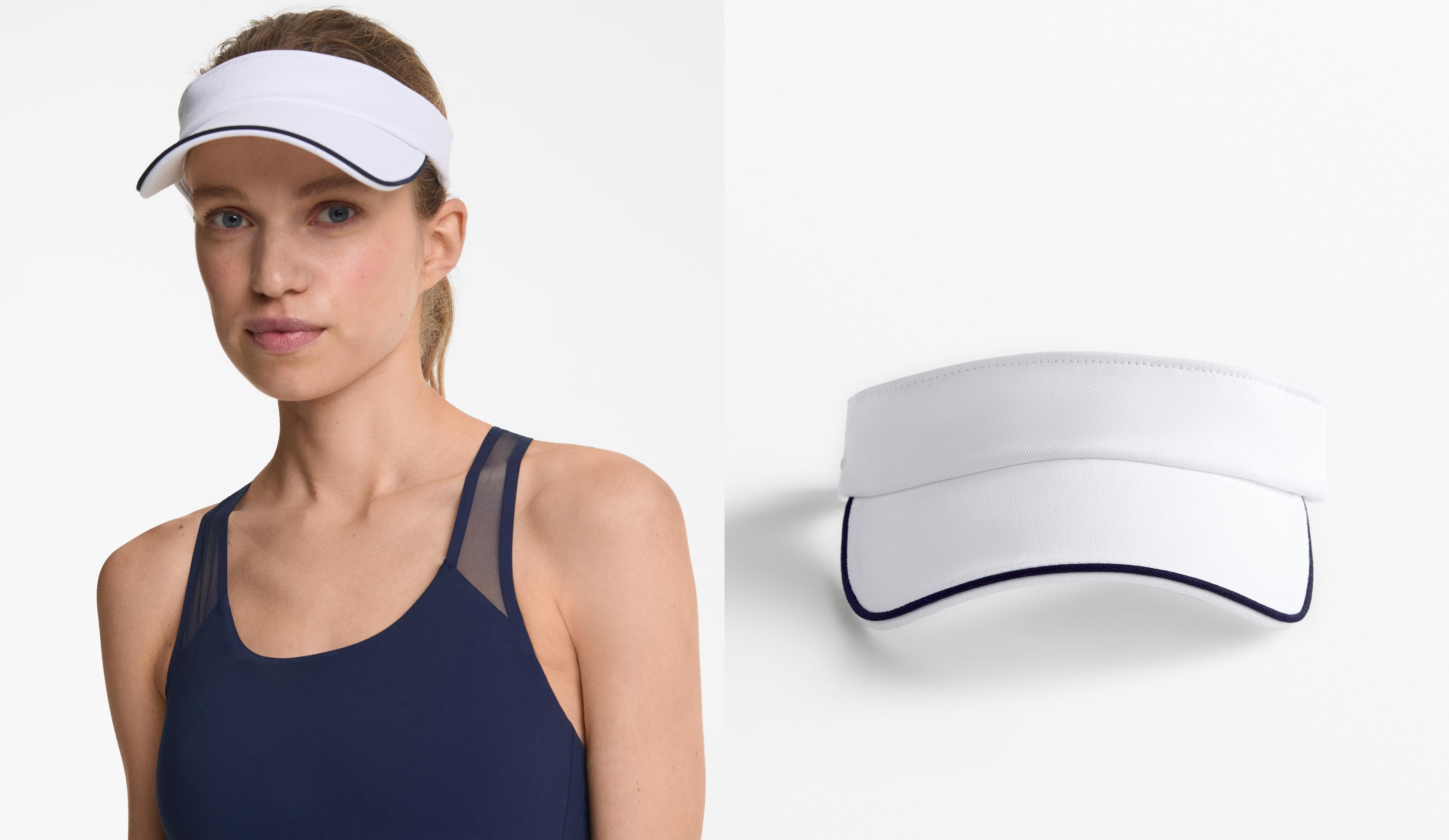 Sports visor with piping