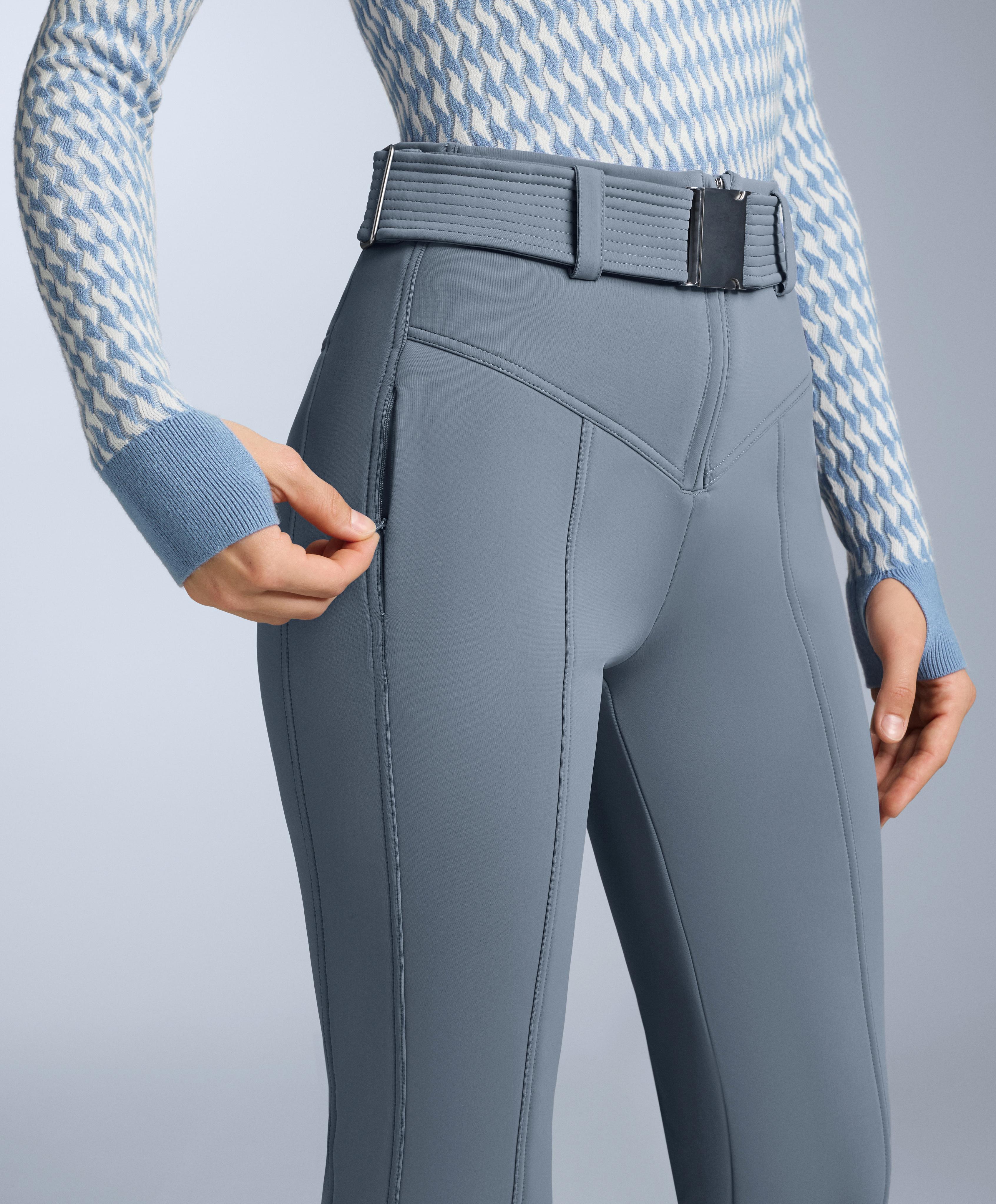 Water-resistant high-rise flare stretch SKI trousers — GREY-BLUE