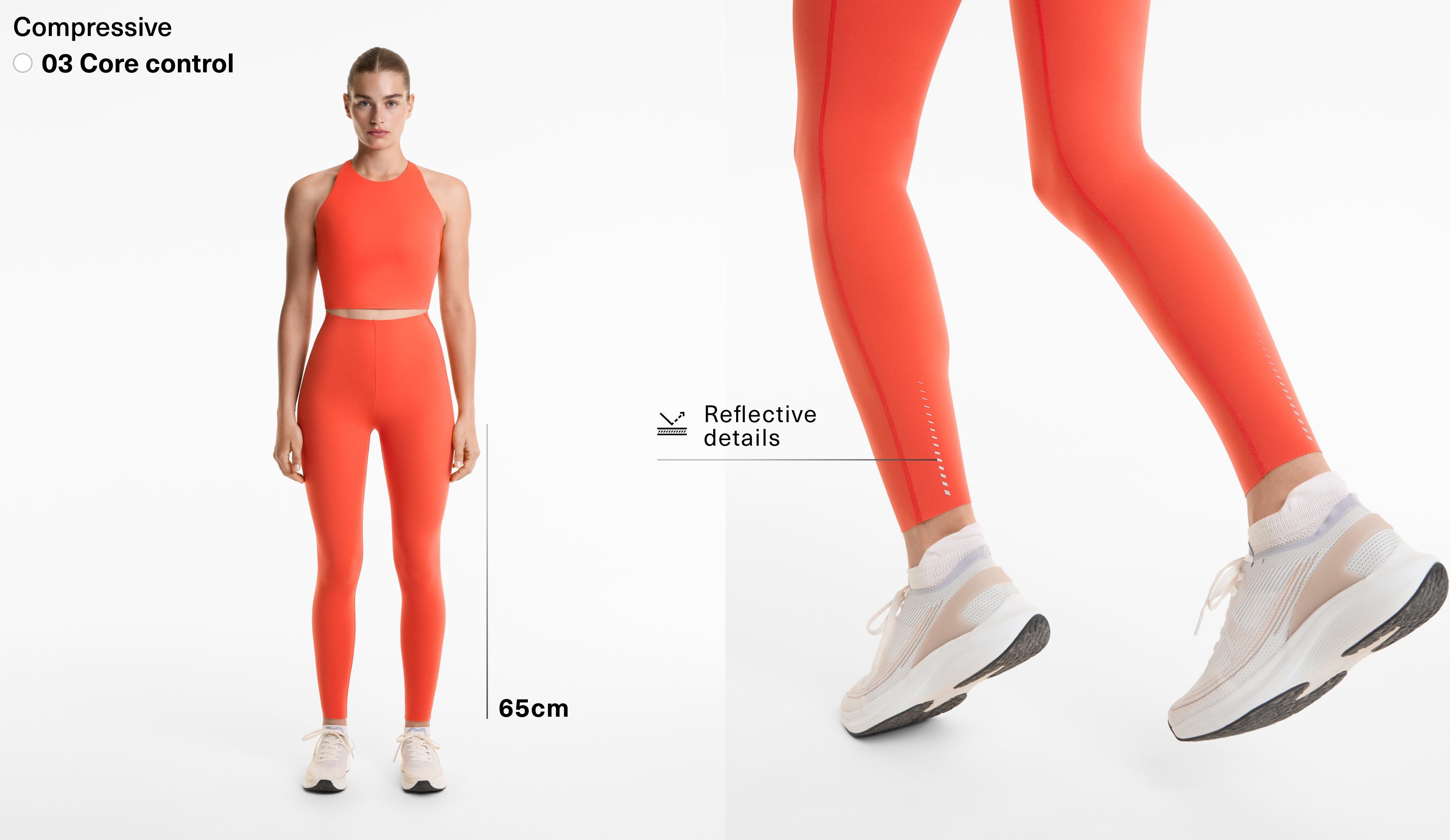 Compressive reflective high rise ankle-length leggings