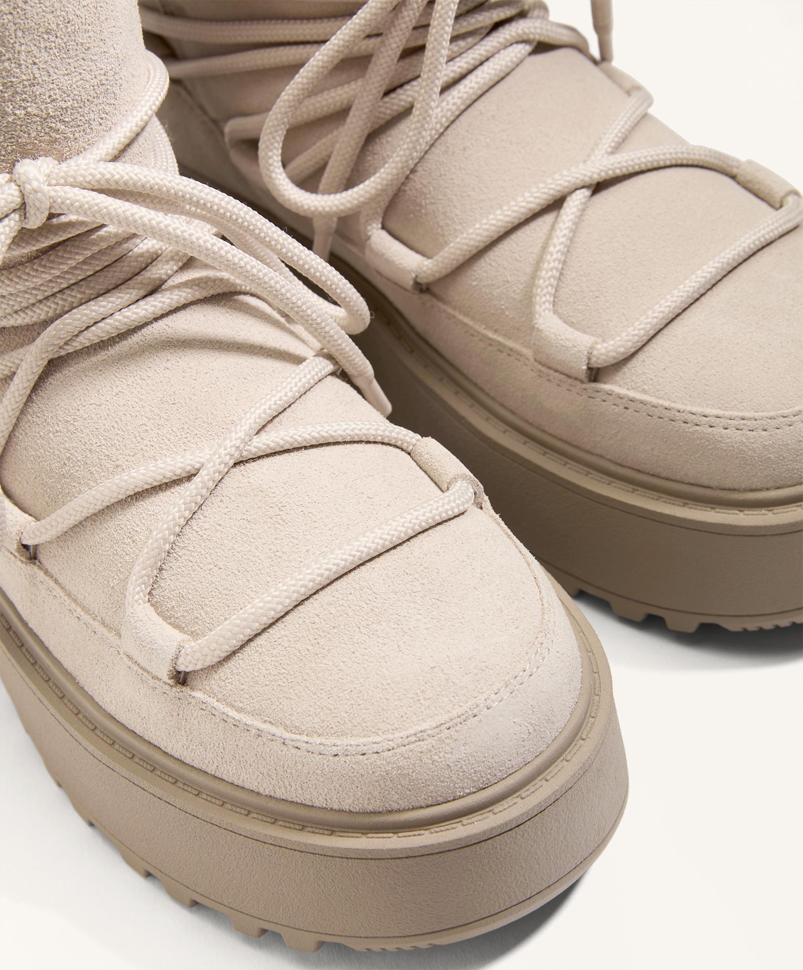 Split-leather platform boots with flap