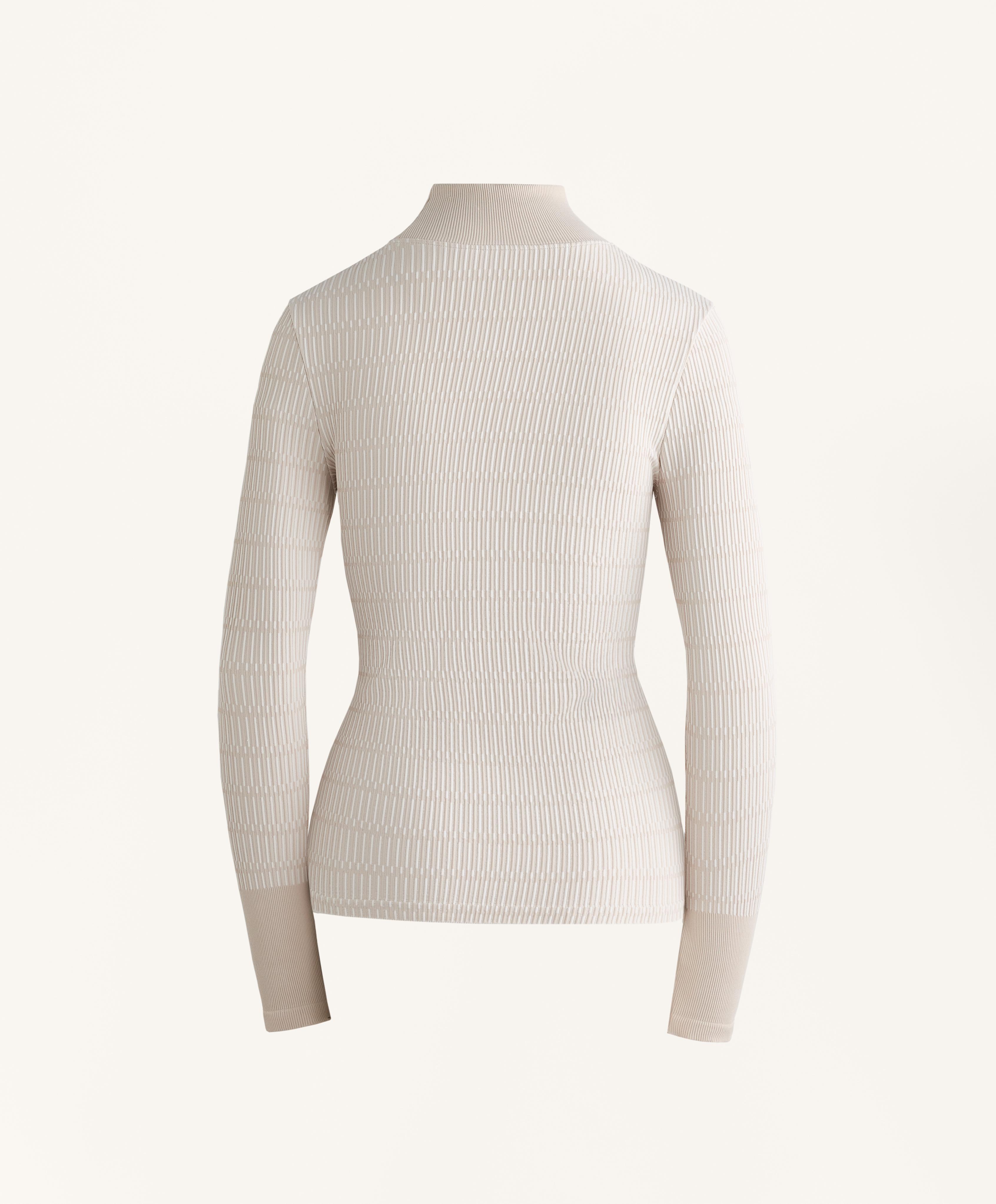 Geometric seamless thermal base layer T-shirt — PALE MINK