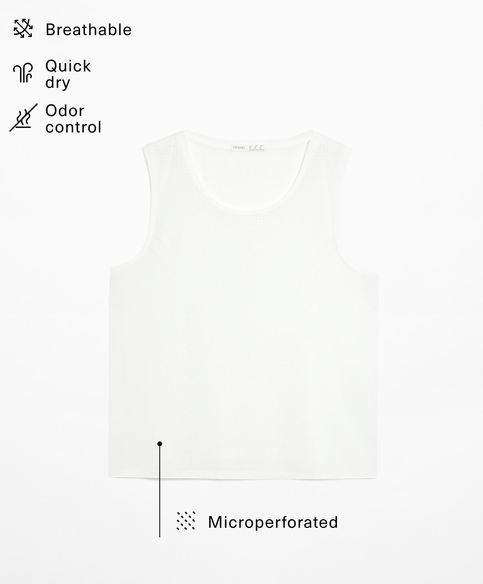 Sleeveless cropped technical T-shirt