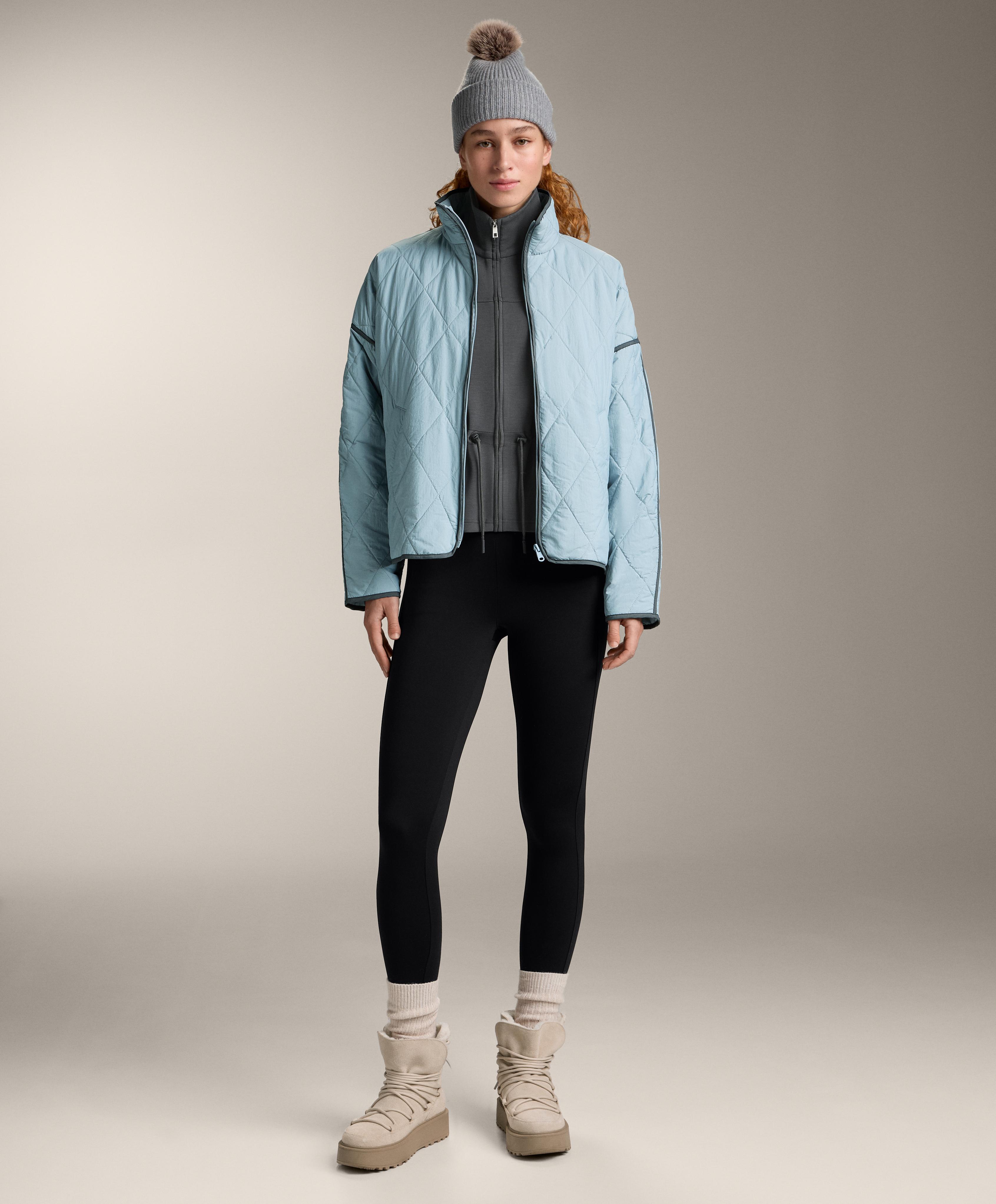 Soft-touch modal jacket with adjustable waist and high collar — ASPHALT