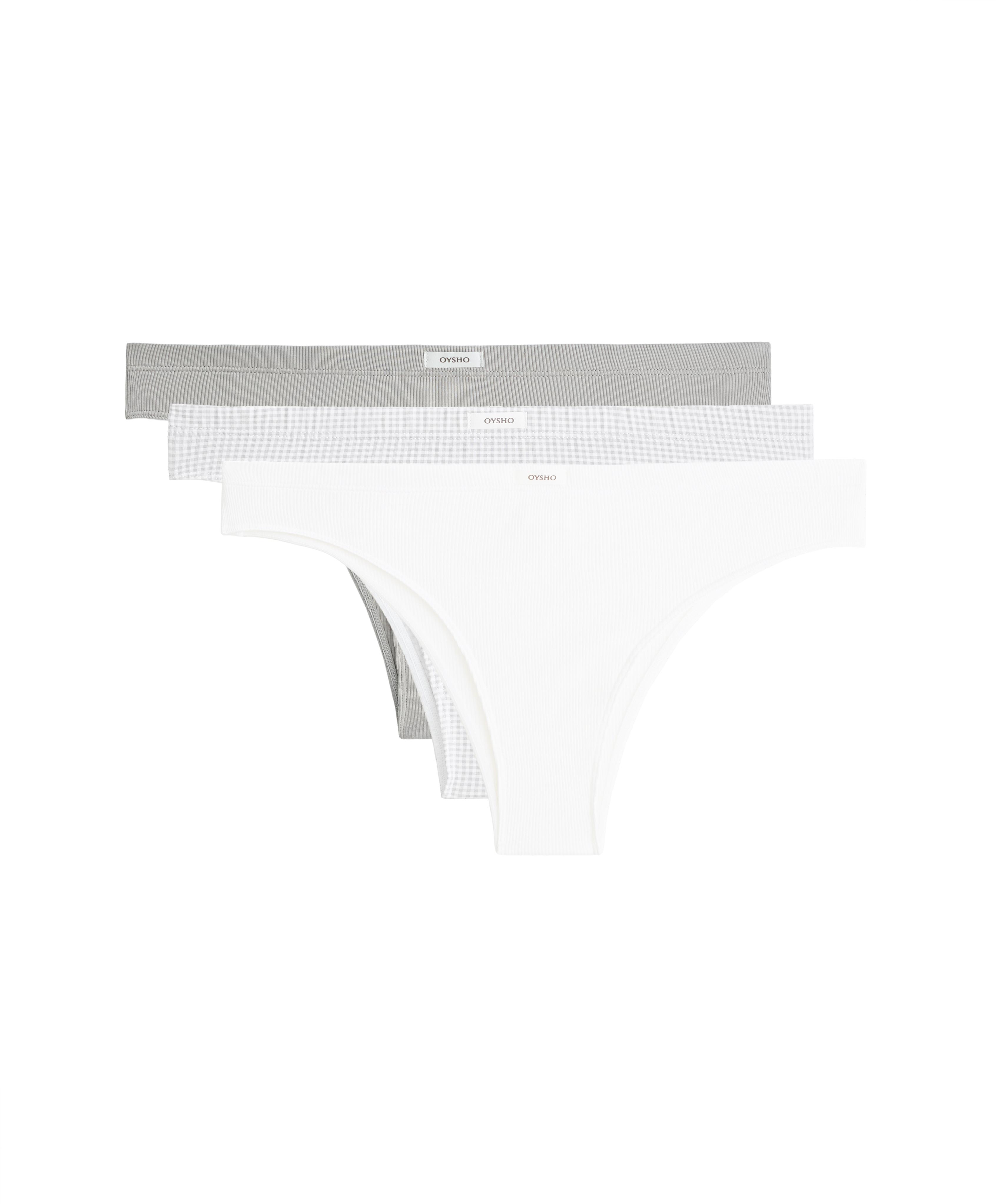 3 cotton blend Brazilian briefs — PALE GREY