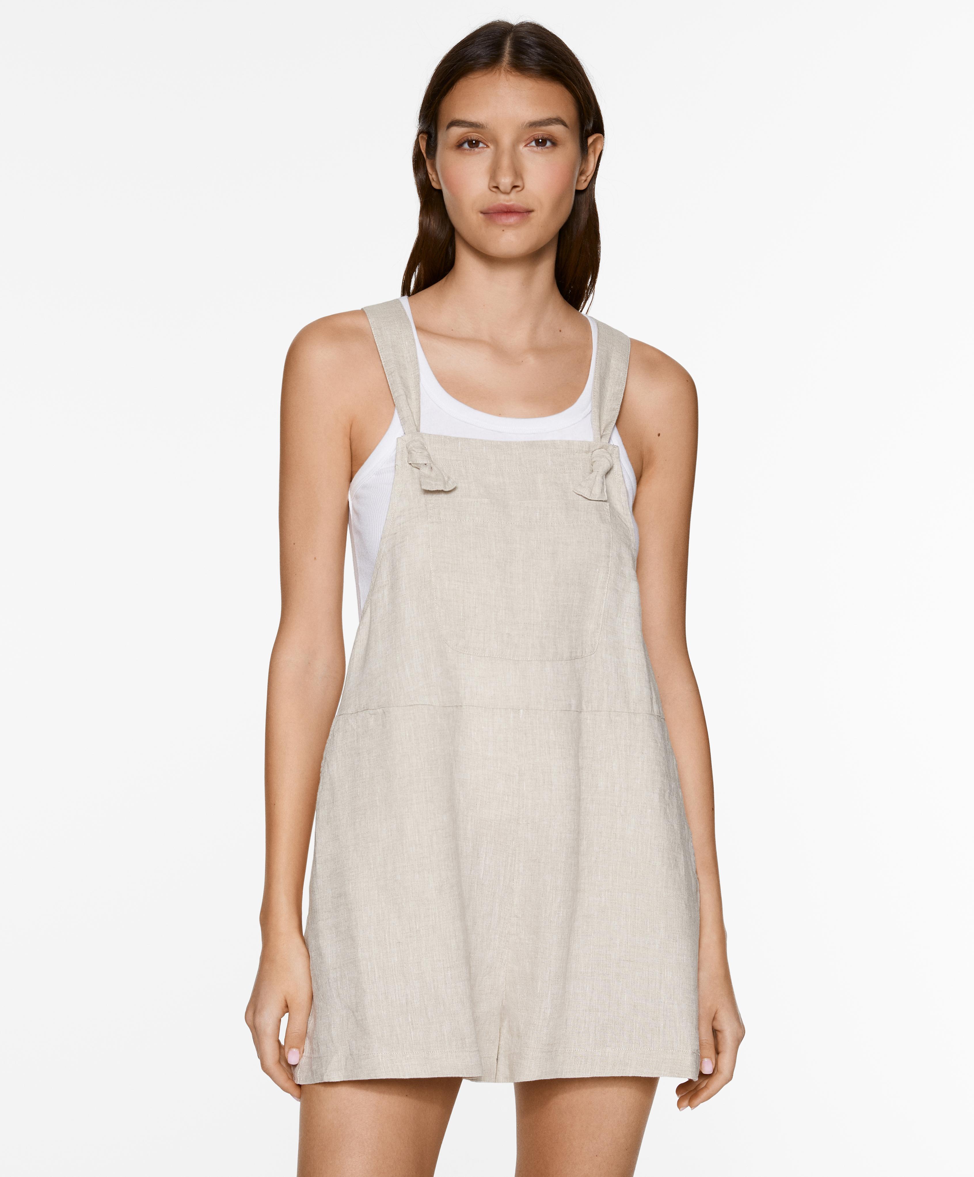 Combi-short à bretelles 100 % lin Combi-short à bretelles 100 % lin