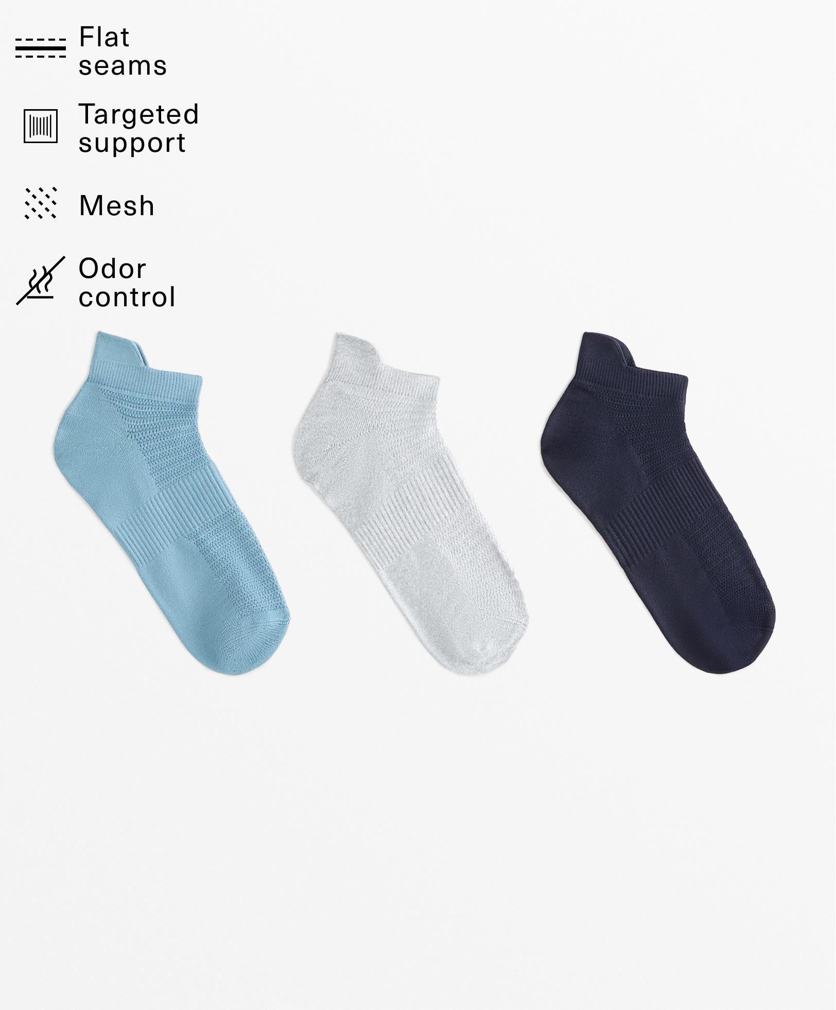 3 pairs of polyamide blend sneaker socks with heel tab